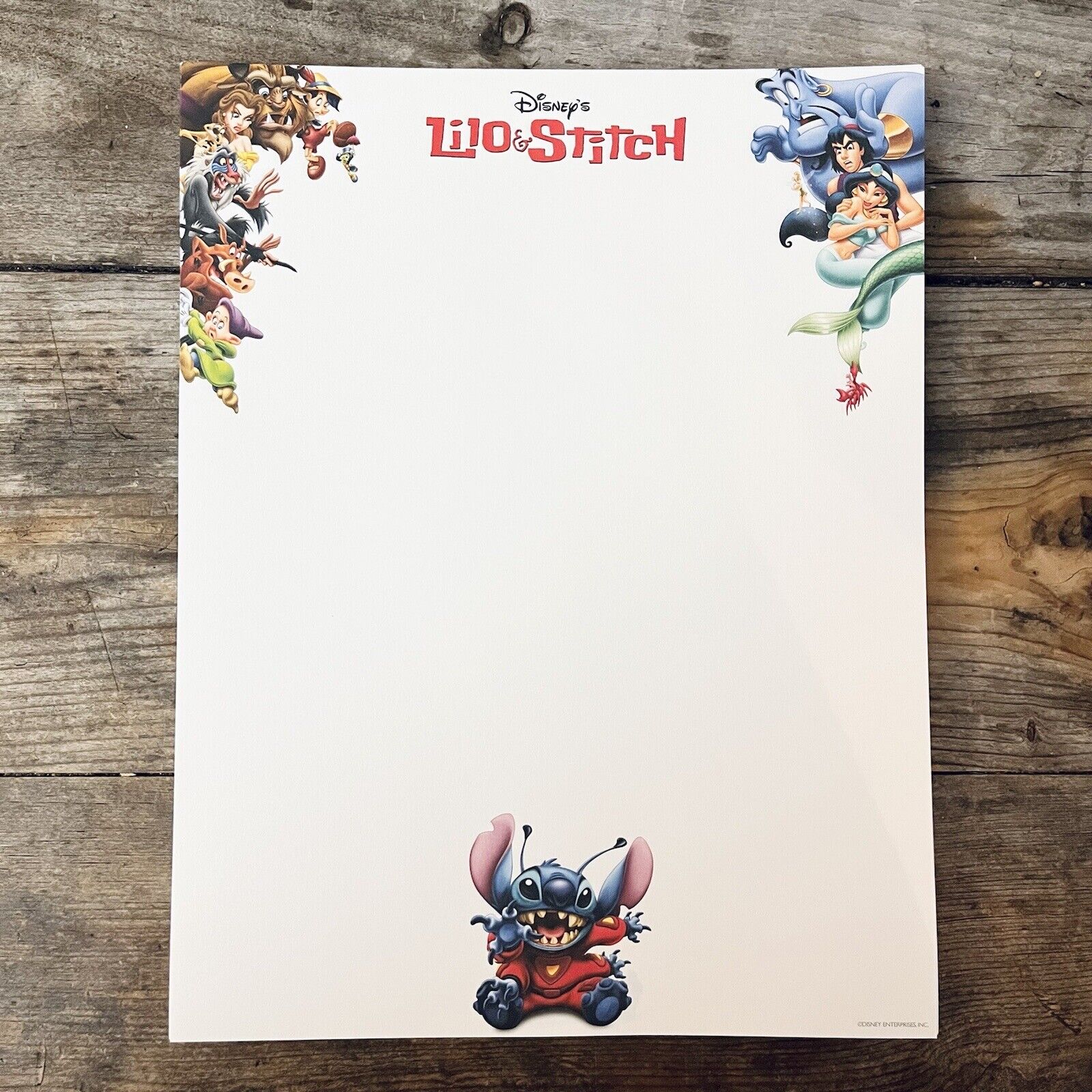 VTG Lilo & Stitch official Disney Letterhead Stationary - 1 Sheet - 75 Available