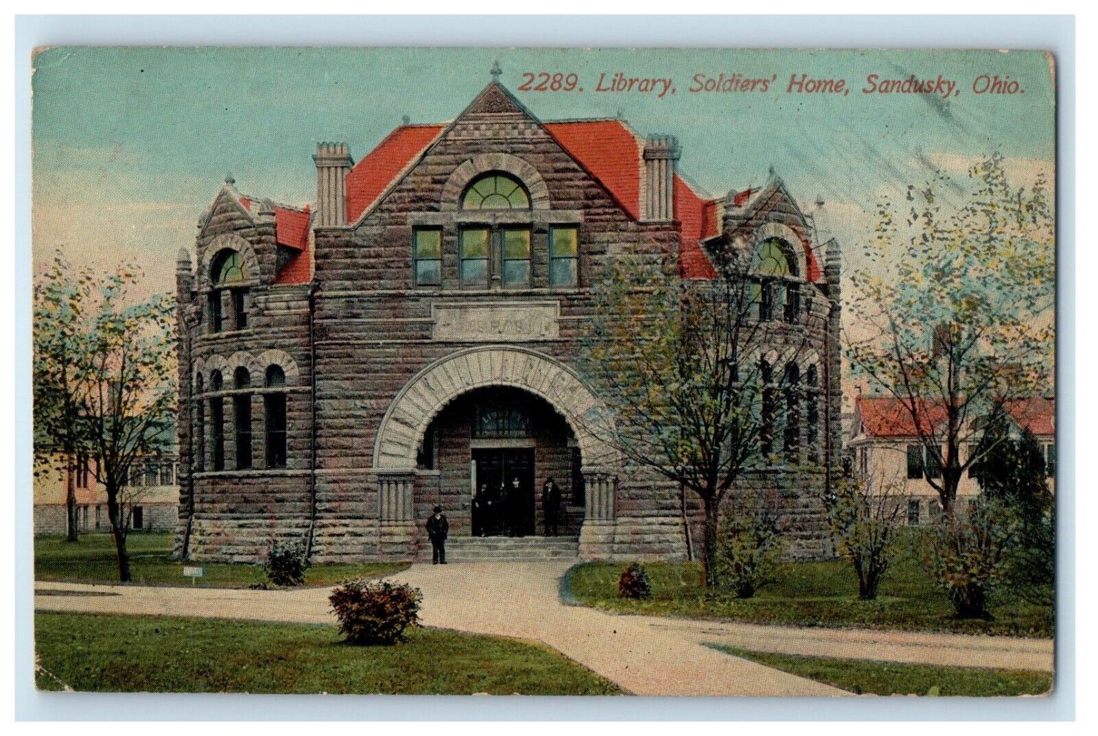 c1910\'s Library Soldiers Home Sandusky Ohio OH Posted Antique Postcard