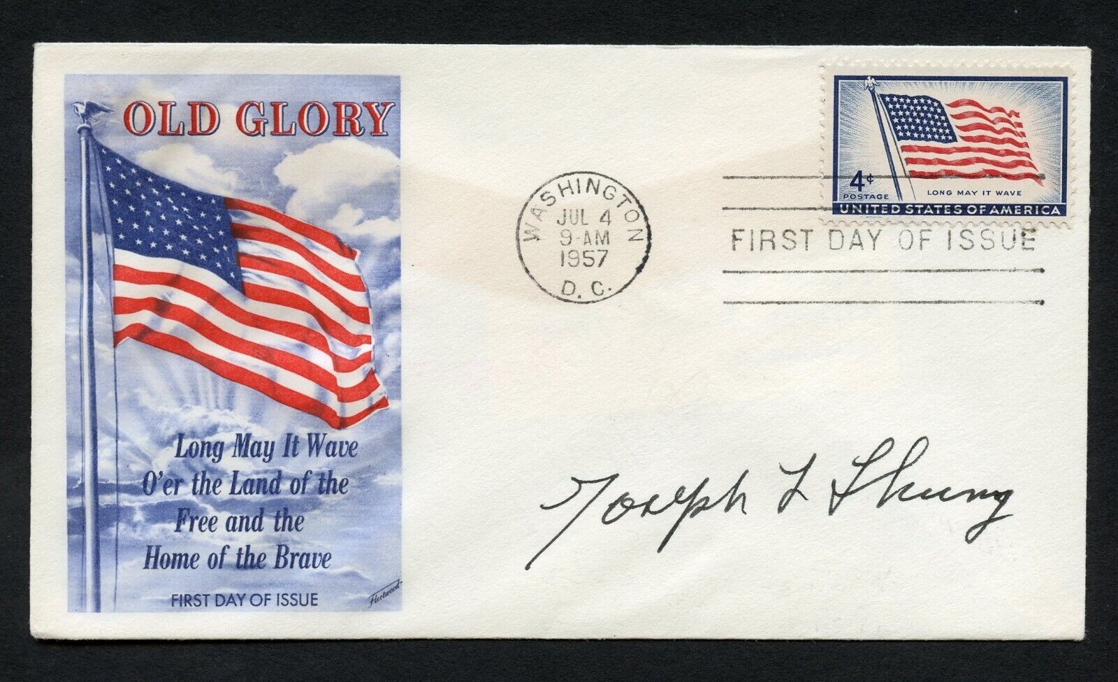 Joseph L. Thury d1987 signed autograph auto First Day Cover WWII Pilot USAF