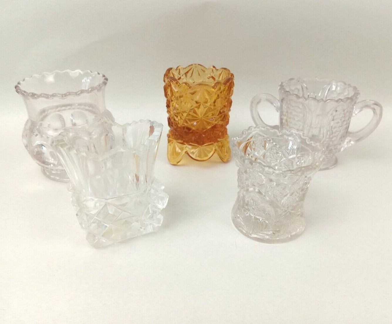 Lot of 5 Antique Vintage Glass Crystal Toothpick or Match Holders