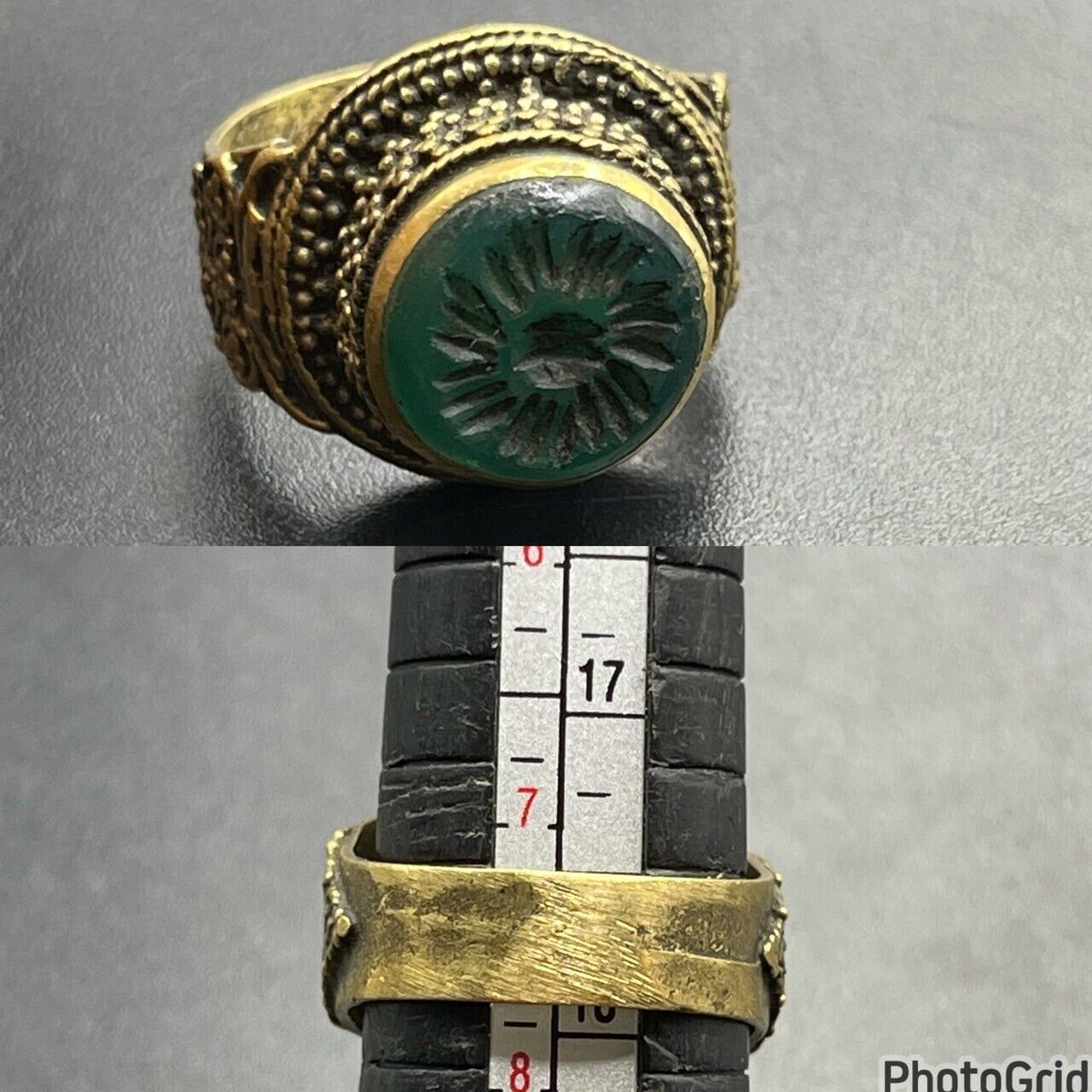 Beautiful Vintage Near Eastern Agate Intaglio Stone Solid brass Seal Ring