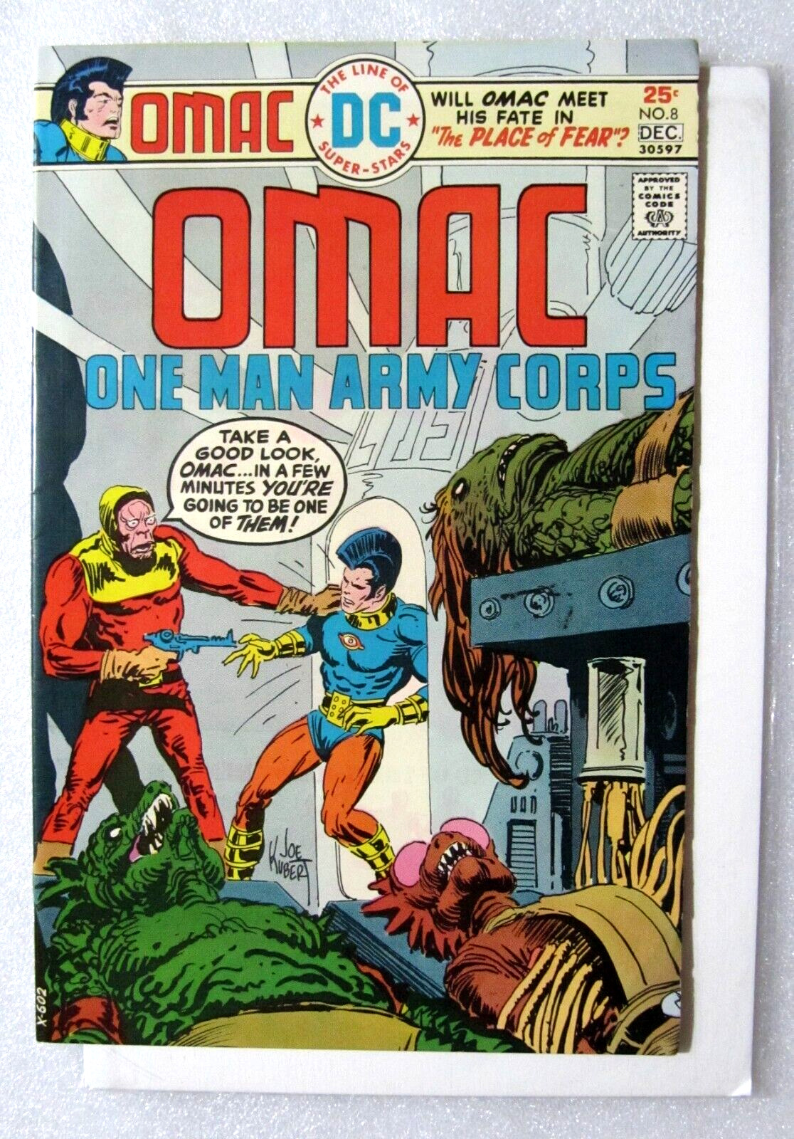 OMAC #8 BRONZE AGE DC COMIC JACK KIRBY & JOE KUBERT COVER - NEW - BOARDED