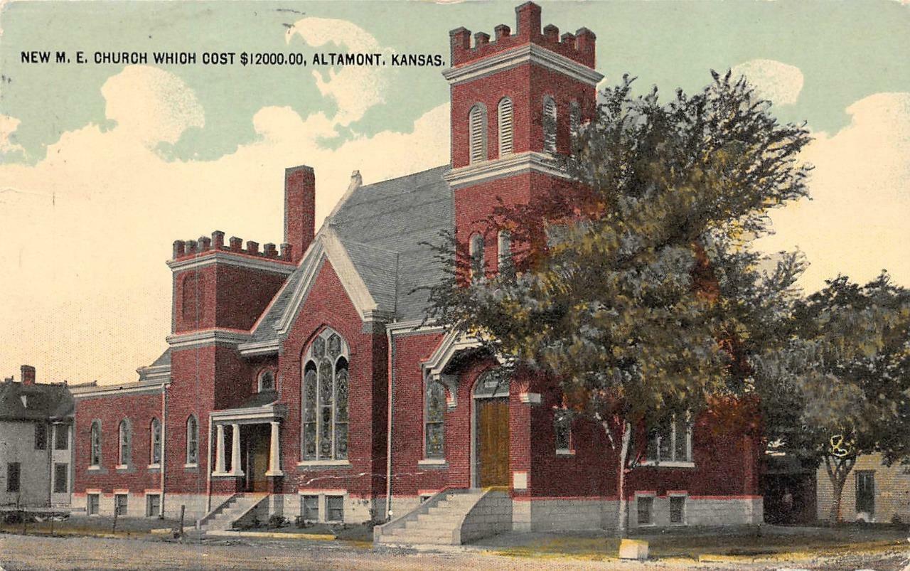 ALTAMONT, KS Kansas    NEW ME CHURCH   Labette County  1913 Postcard