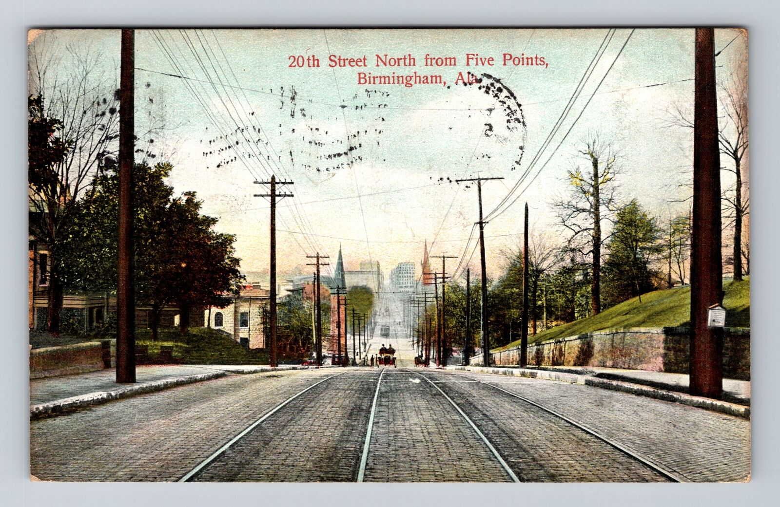 Birmingham AL-Alabama 20th Street North From Five Points, Vintage c1908 Postcard
