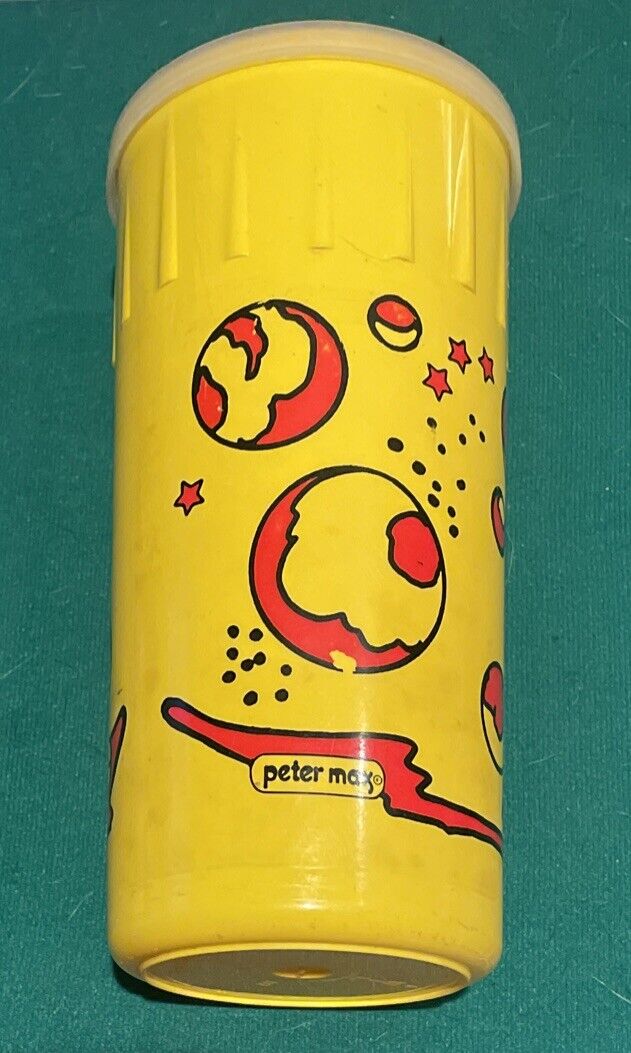 1972 Peter Max Jell-O Pop Art Plastic Tumbler Pudding Shaker ~ Quart #132
