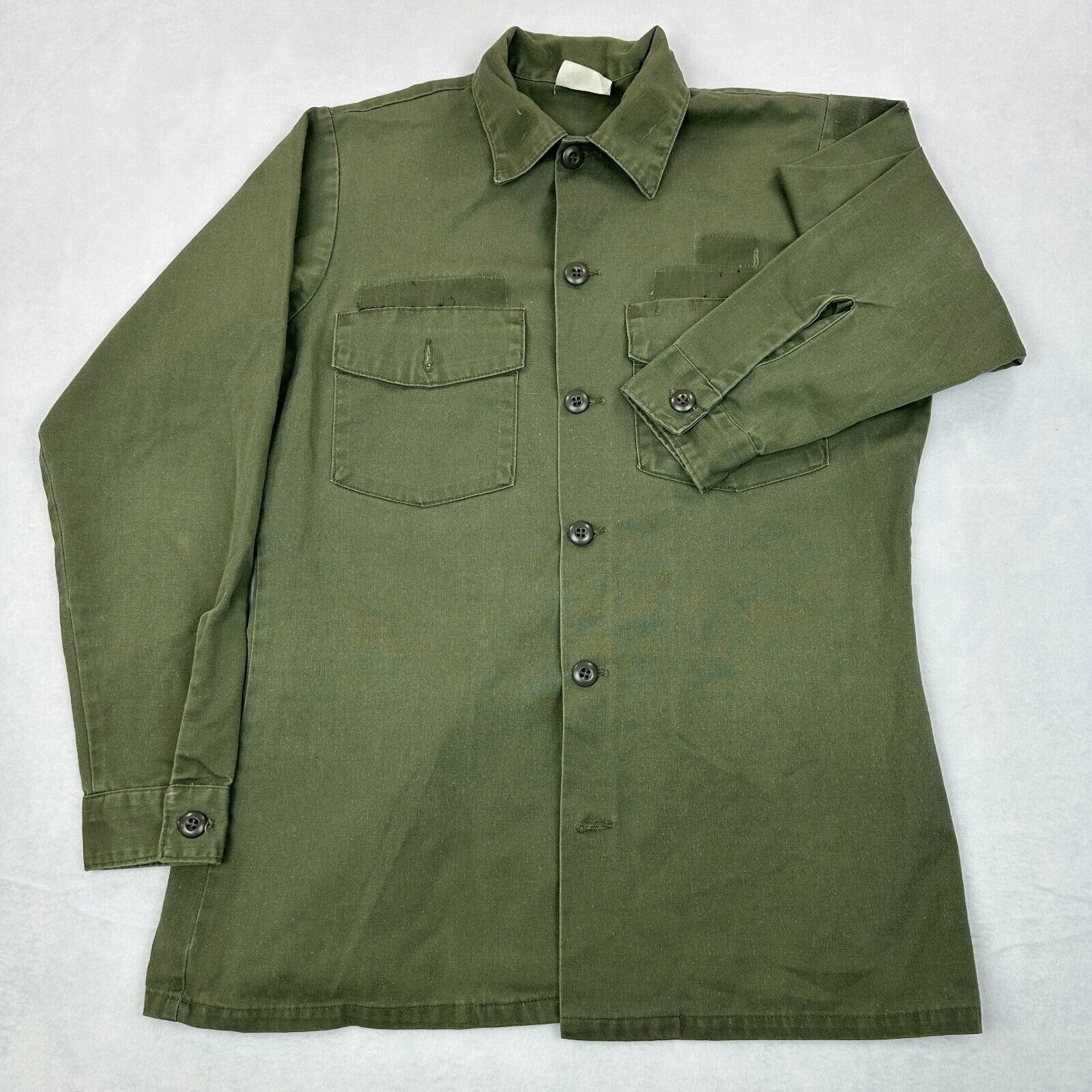 Vintage US Army Shirt Durable Press Mens Medium Utility BDU OG-507 70s Green