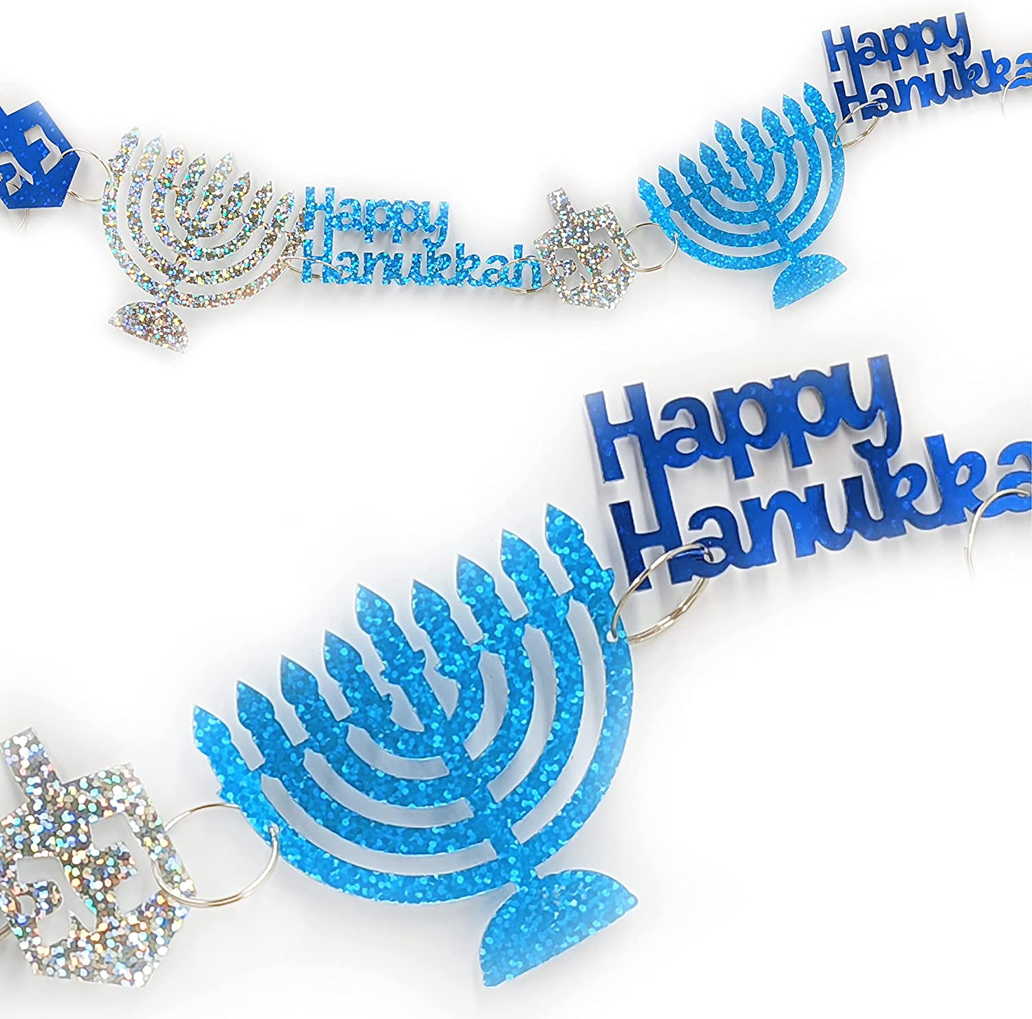 Hanukkah Decoration Prismatic Hanukkah Garland - Menorah- Dreidel Decoration (Si