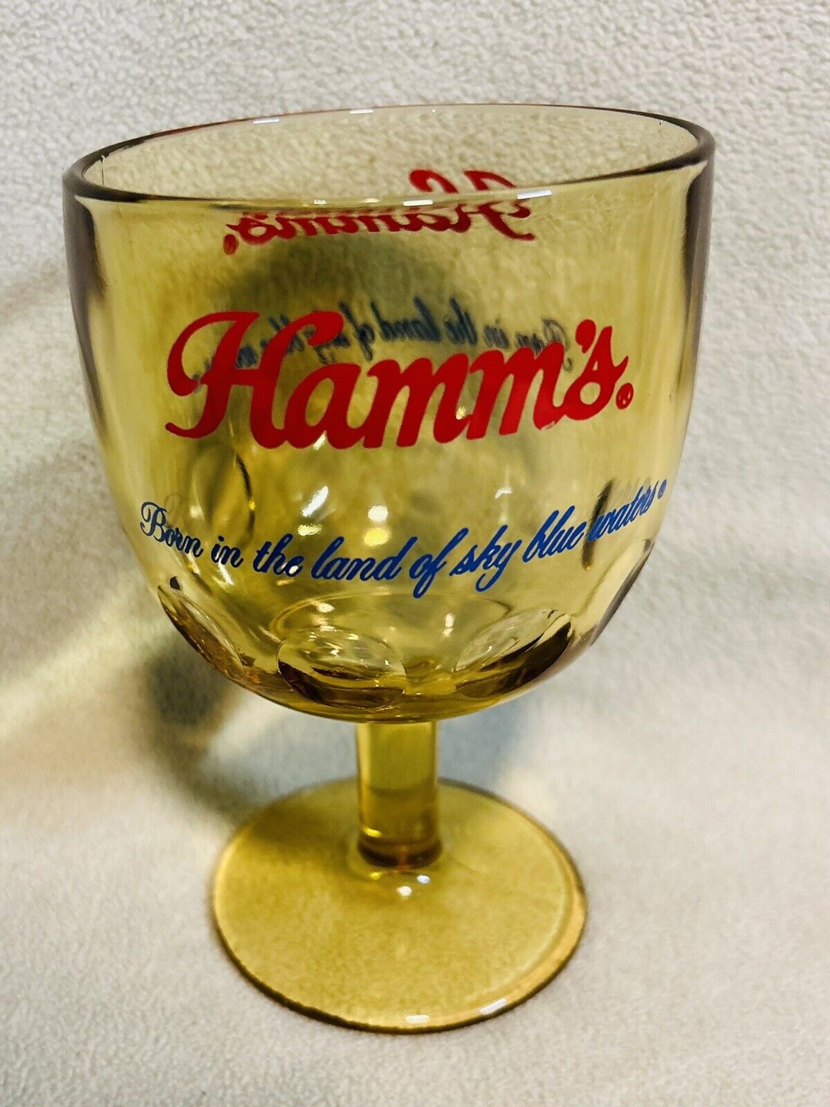 Vintage 1970’s Heavy Amber Glass Hamm’s Beer Goblet  Excellent condition RARE