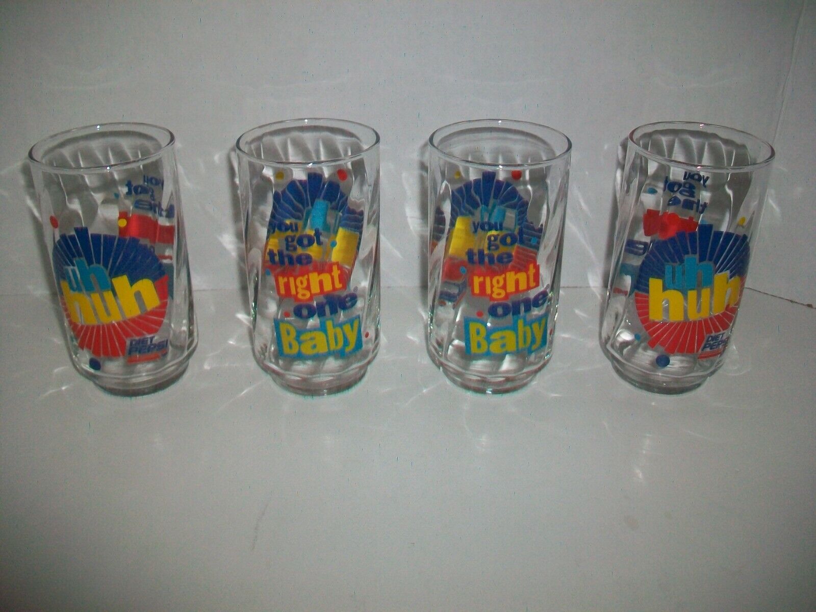 4 Vintage Libby Diet Pepsi Glasses Uh-Huh Ray Charles You Got the Right One Baby