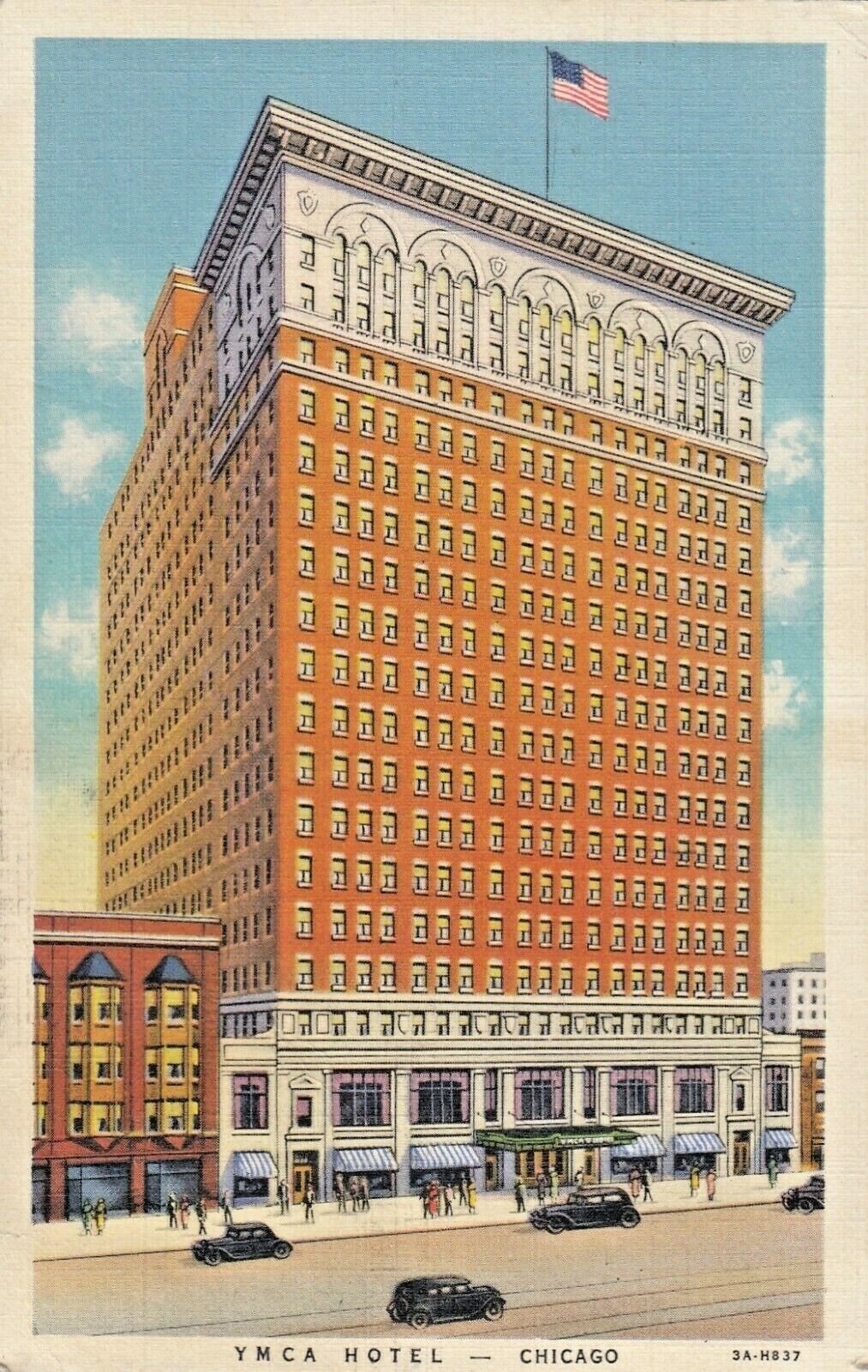 Vintage Postcard ILLINOIS  YMCA HOTEL--CHICAGO  LINEN  POSTED  1938