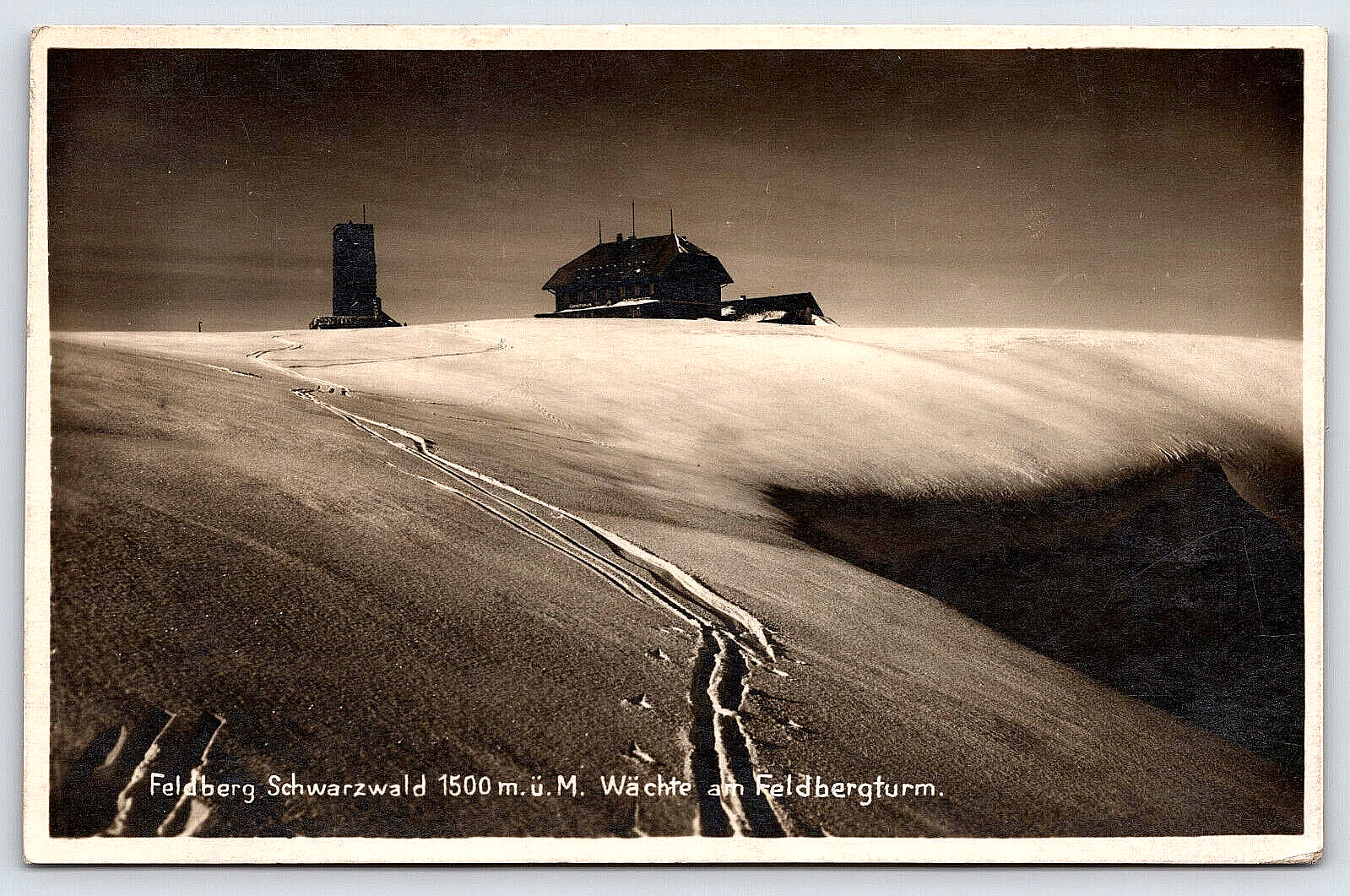Postcard RPPC 1927 Feldberg Germany Tower Winter Snow Landscape Real Photograph