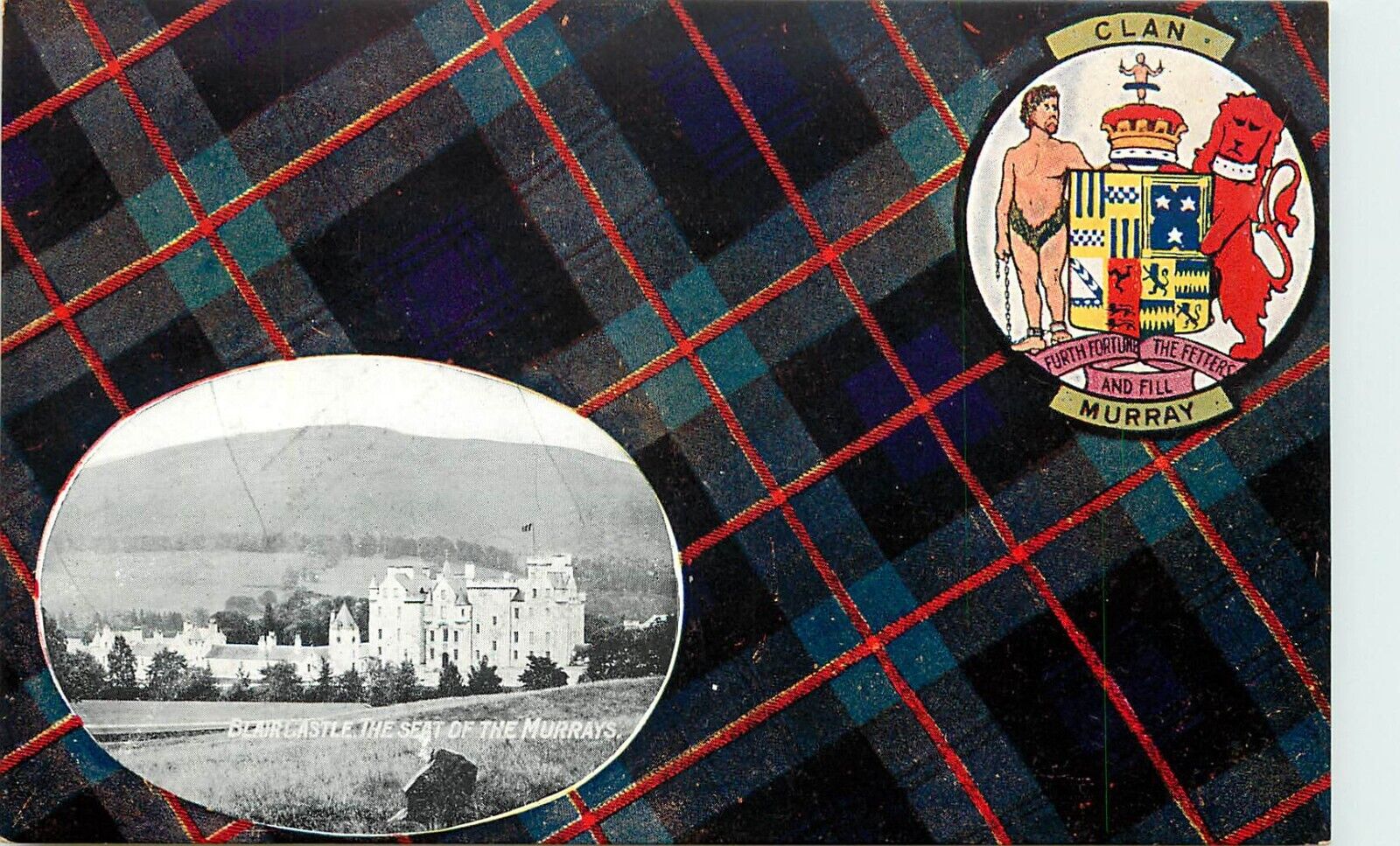 Valentine\'s Scottish Tartan & Heraldry Postcard; Clan Murray, Unposted