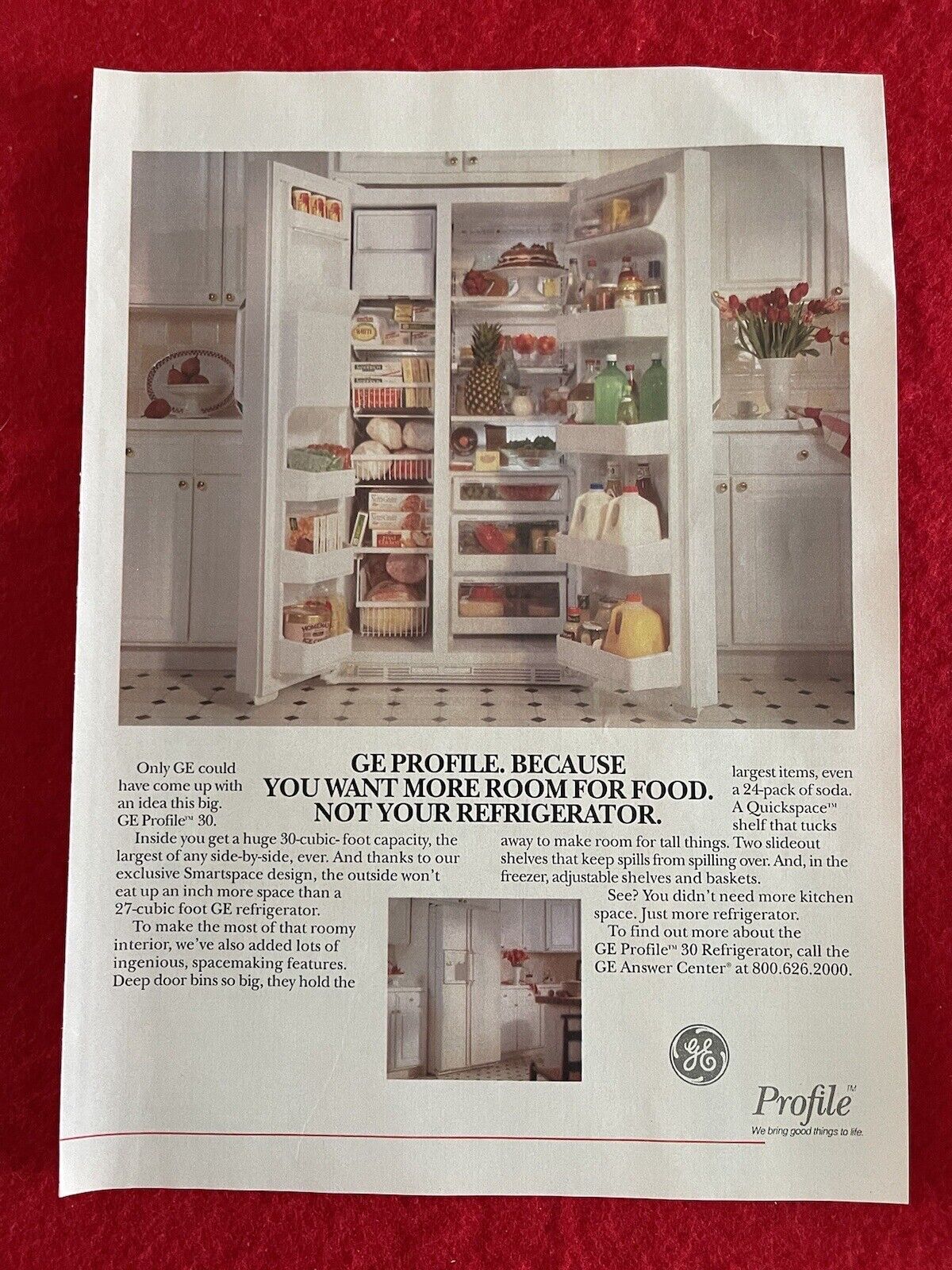 Vintage 1995 General Electric G.E. Profile Refrigerator Print Ad