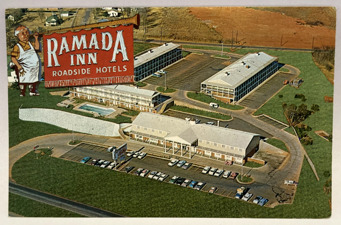 1963 Aerial View, Ramada Inn, Motel, Oklahoma City OK Vintage Chrome Postcard