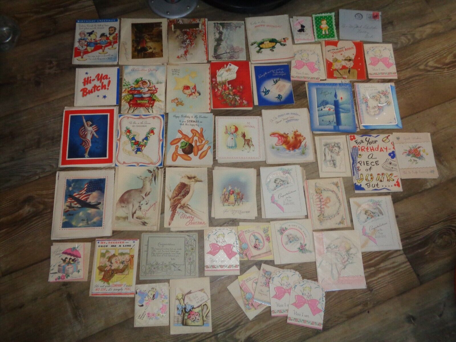 Vintage 1940\'s  Lot Of 45  Used Greeting Cards - All Occasions military