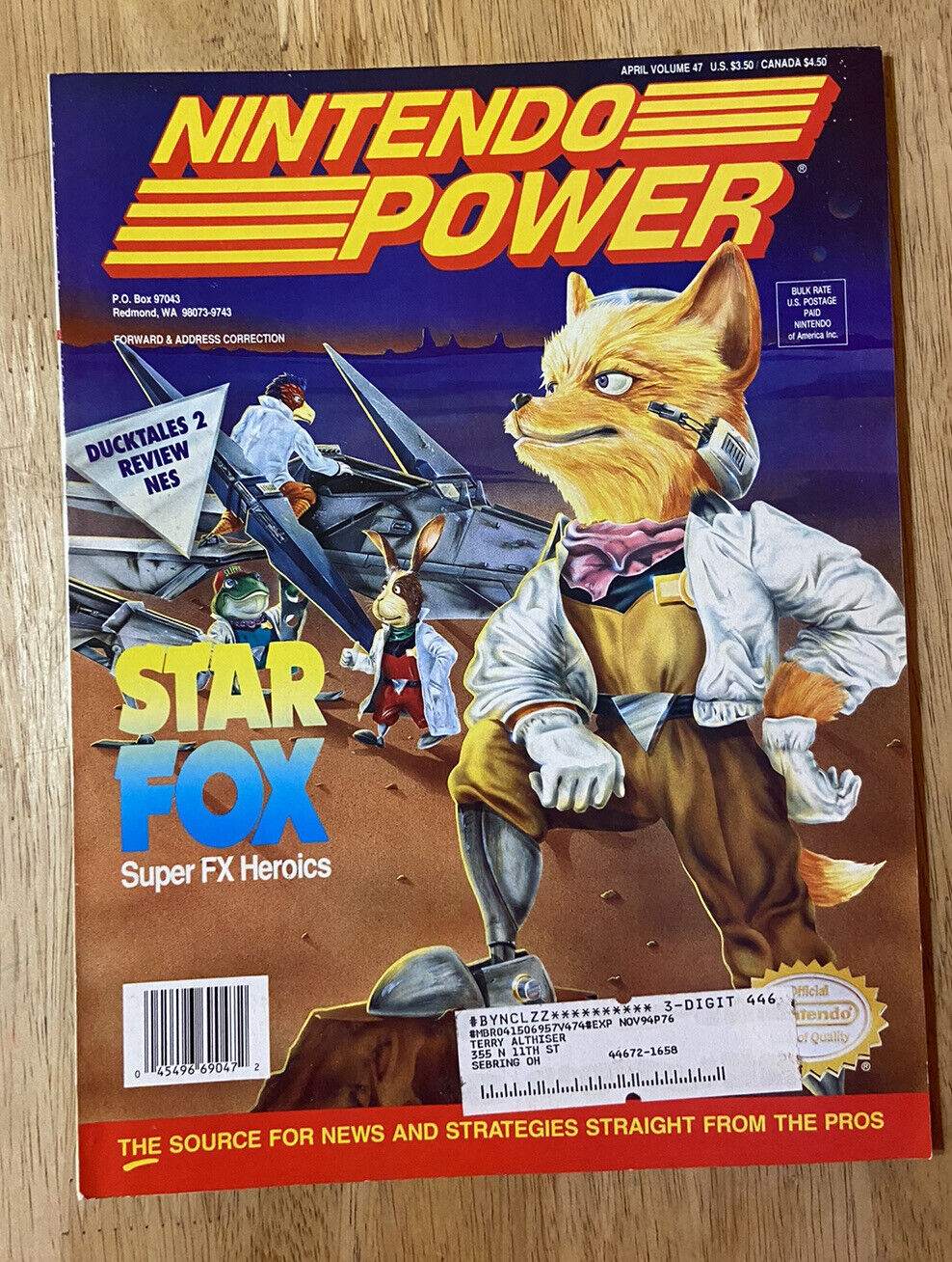 Nintendo Power Volume #47 NM Starfox Complete w/ Cards Poster April 1993