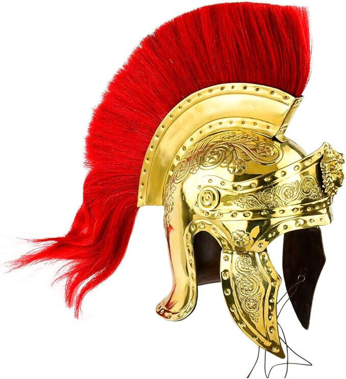 Roman Warrior Armor Praetorian Guard Roman Helmet - One Size-Brass Armour Gold
