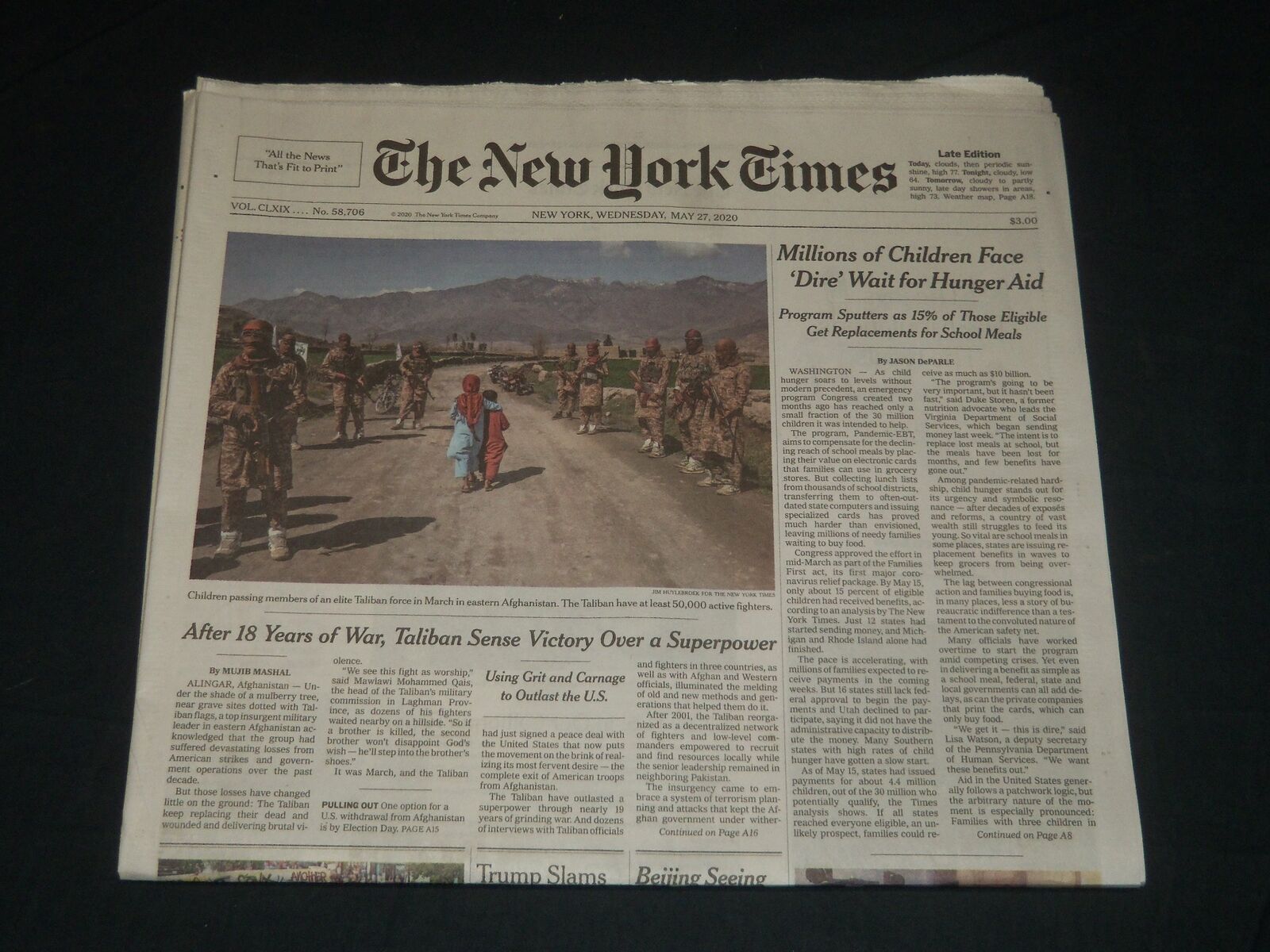 2020 MAY 27 NEW YORK TIMES - MILLIONS OF CHILDREN FACE DIRE WAIT FOR HUNGER AID