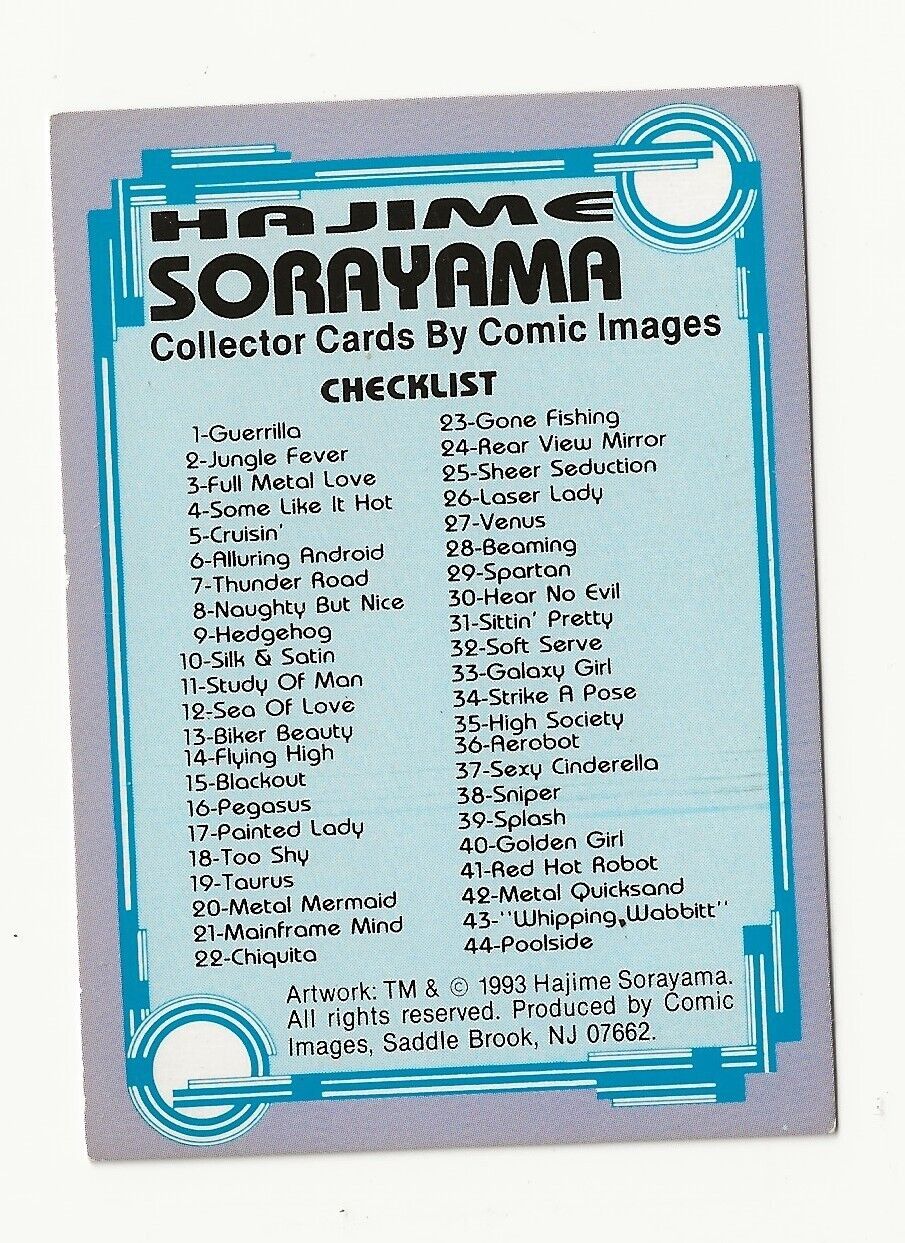 1993 Comic Images Hajime Sorayama Checklist #90 card FREE S/H