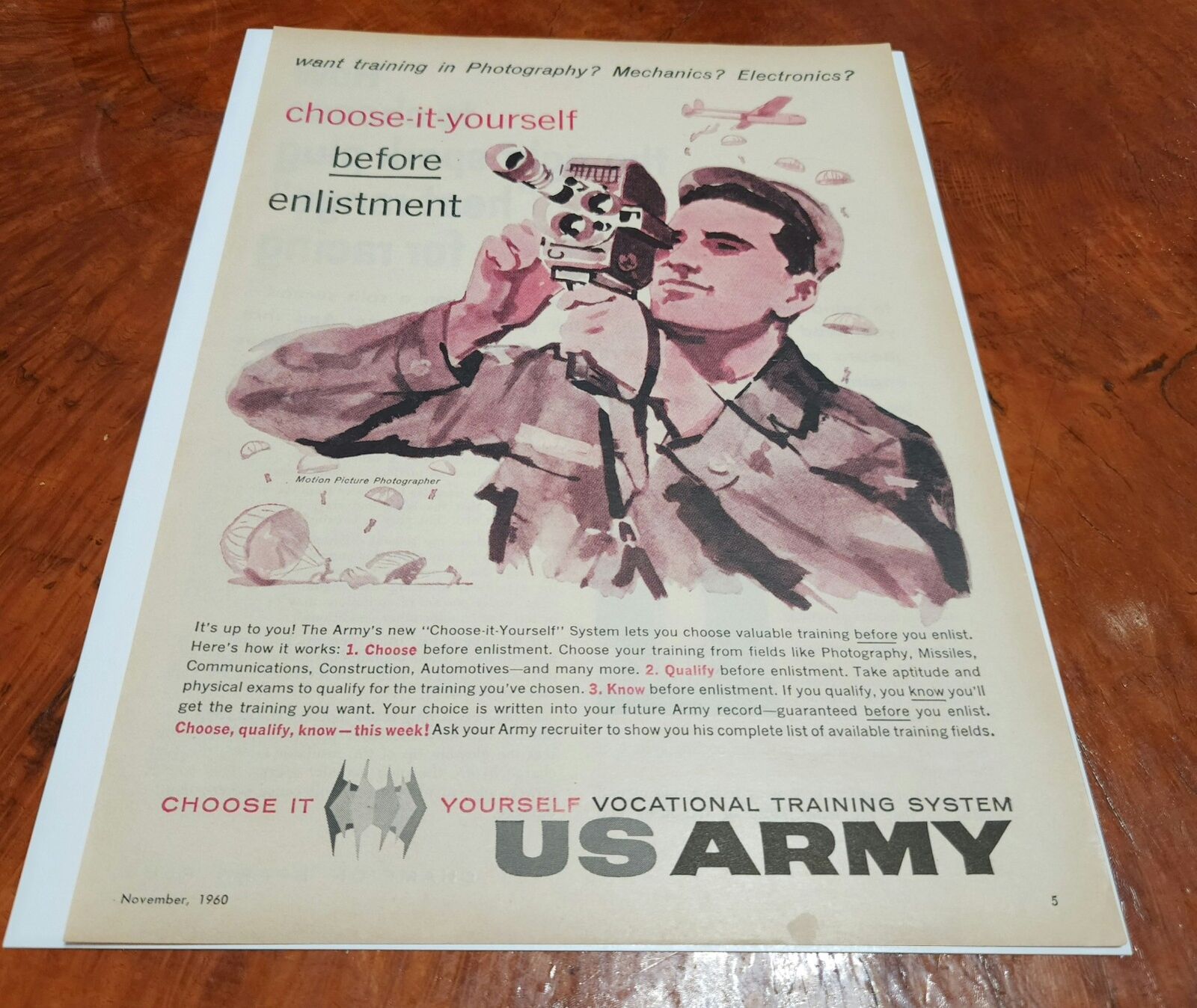 Vtg US Army Choose It Yourself Magazine Print Ad
