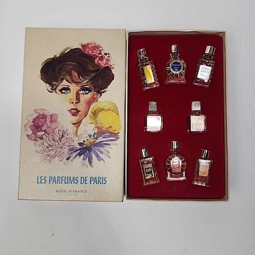 Vintage Boxed Set of 8 Mini Perfumes  Les Parfumes De Paris  Charles V Parfumeur