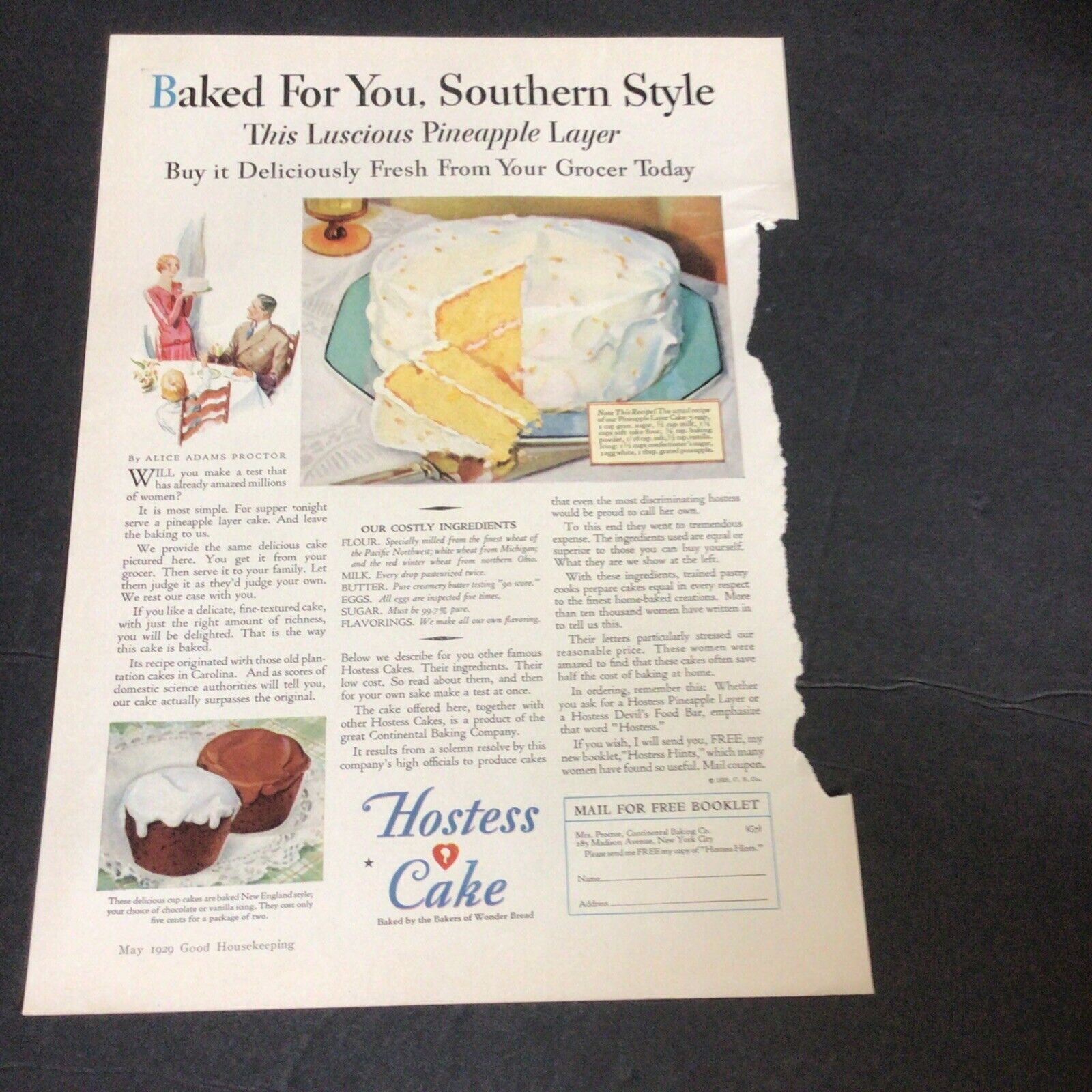 Hostess Cakes Ad Clipping Original Vintage 1929 Magazine Ad