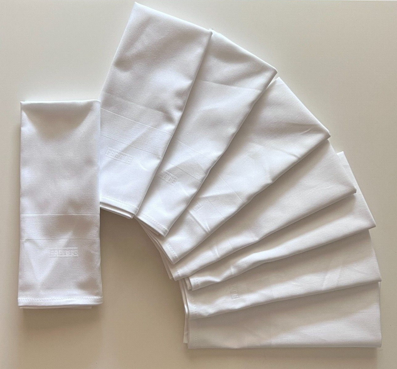 (Set of 8) Frette 1860 White Linen Napkins 100% Cotton Size 22x22 in