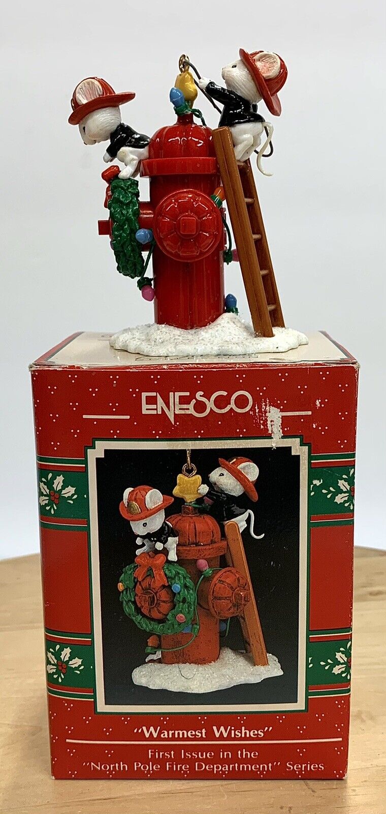 Enesco “Warmest Wishes” North Pole Fire Dept. 1990 Christmas Ornament 573825