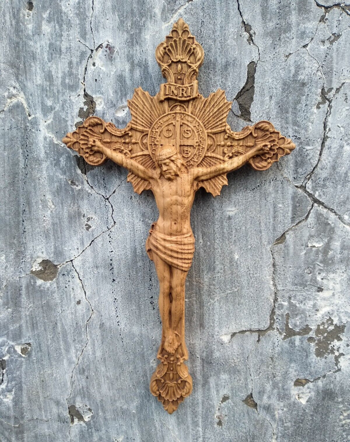 Crucifix Jesus Christ  Wooden cross  carved wooden cross wall cross wood