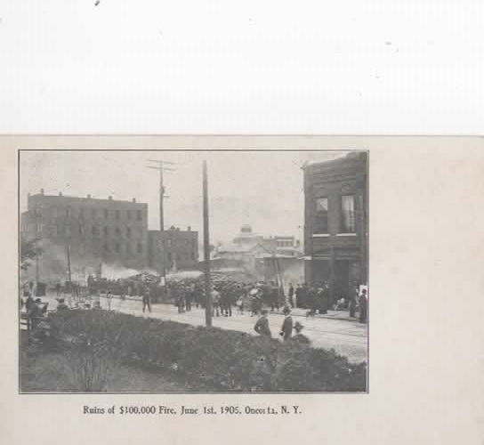 Oneonta N.Y. 1905 Ruins of $100,000 fire   vintage postcard