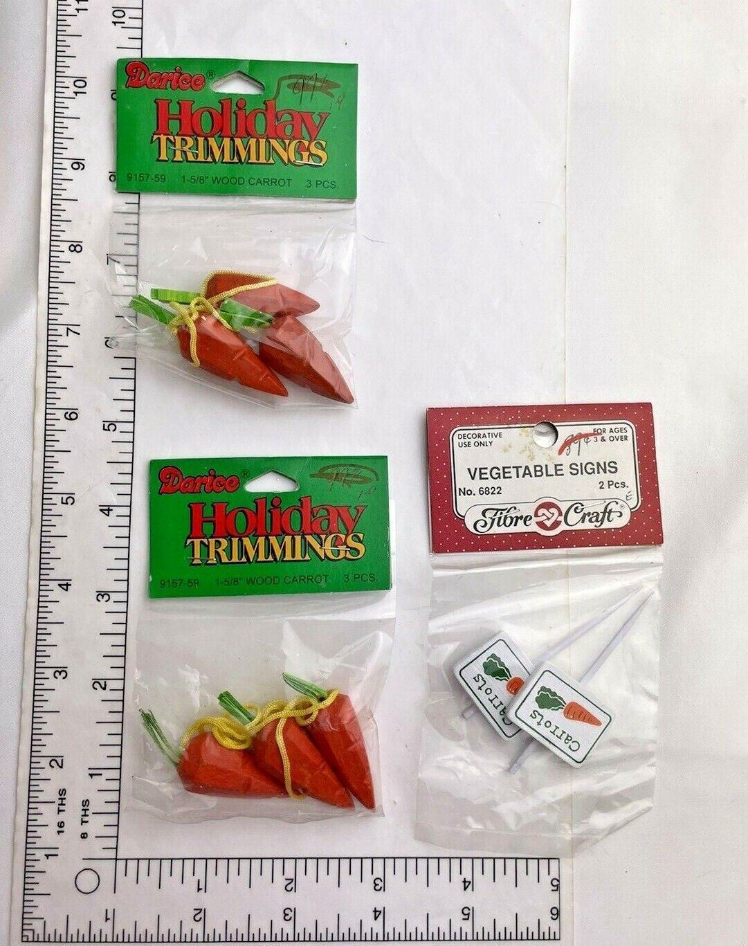 Vintage Darice Holiday Trimming Carrots Easter Miniatures Carrot Signs Fairy