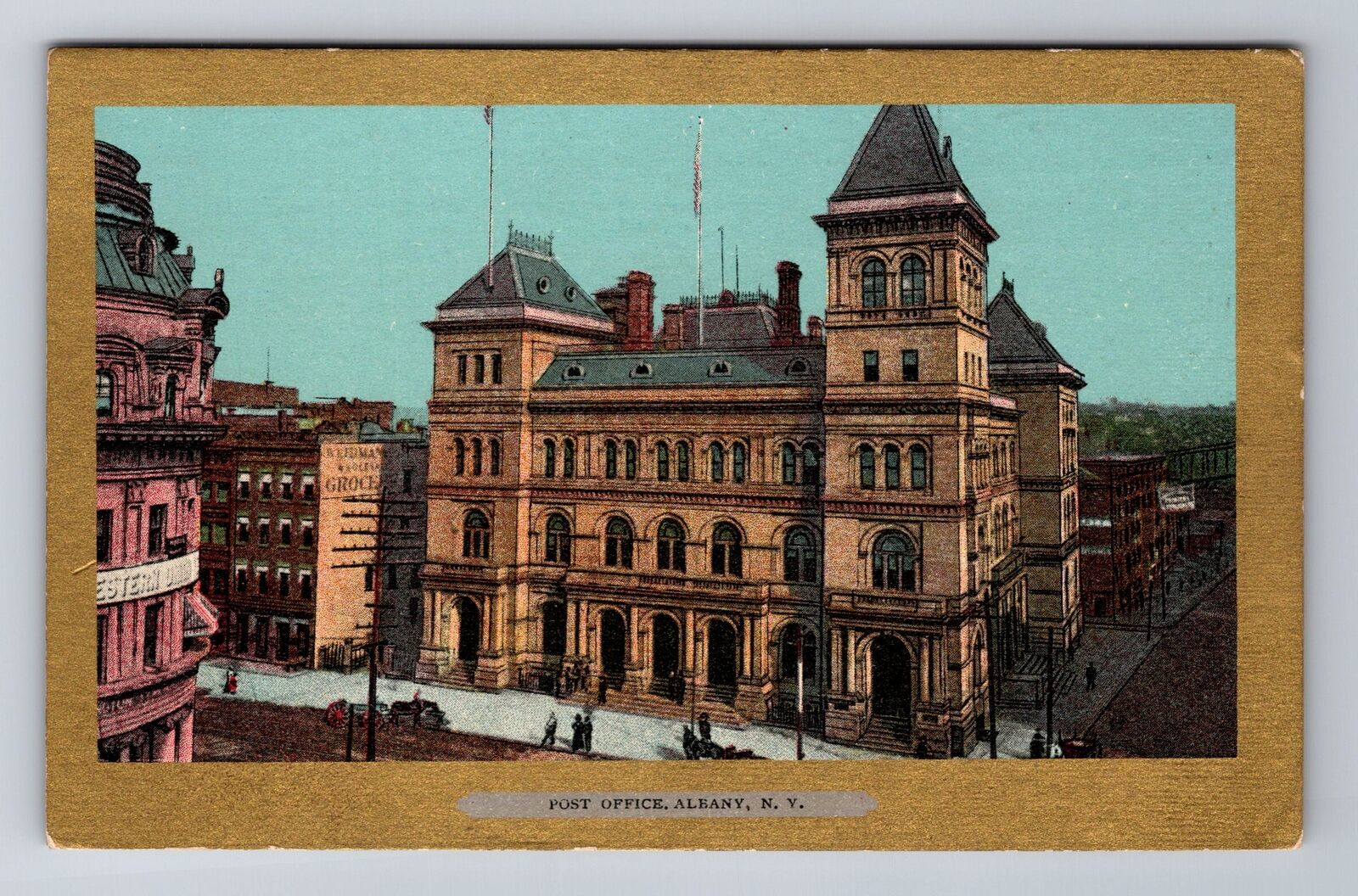 Albany NY-New York, Post Office, Antique Vintage Souvenir Postcard