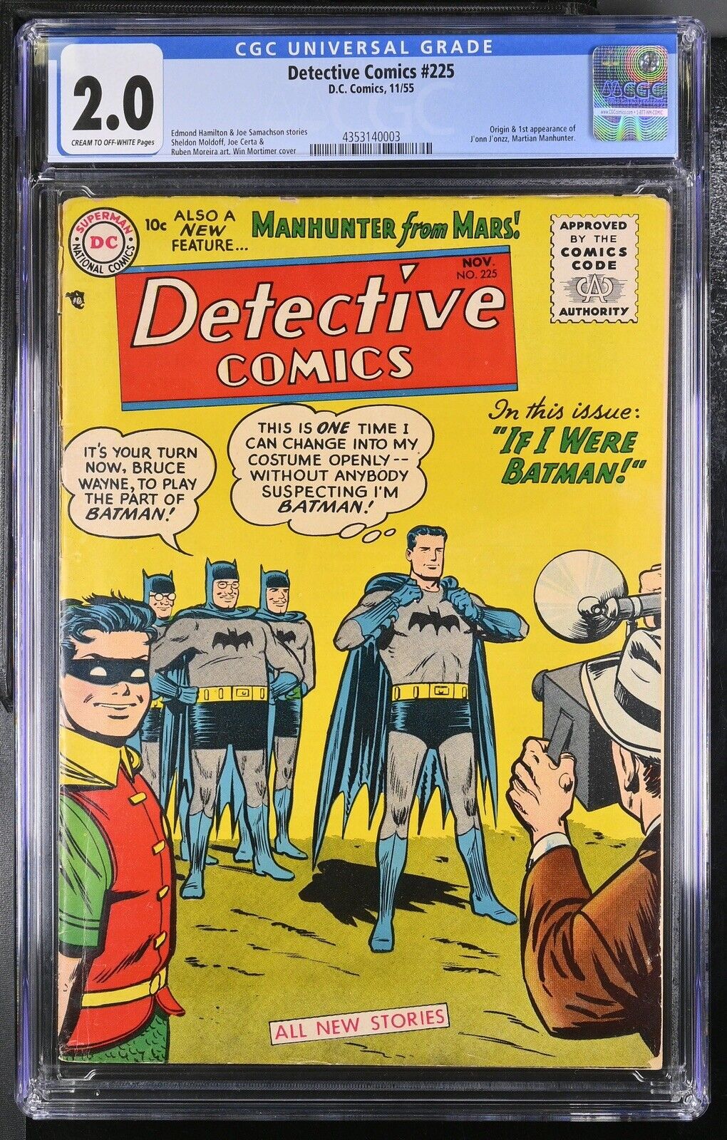 Detective Comics #225 CGC 2.0 Appearance of Martian Manhunter Batman 1955
