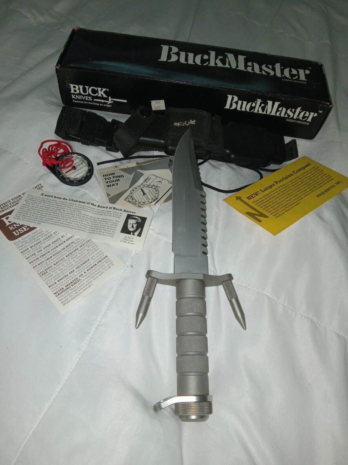 EUC Buck Buckmaster Knife 184 RARE 1985 w/ Sheath Box Contents AS PICTURED