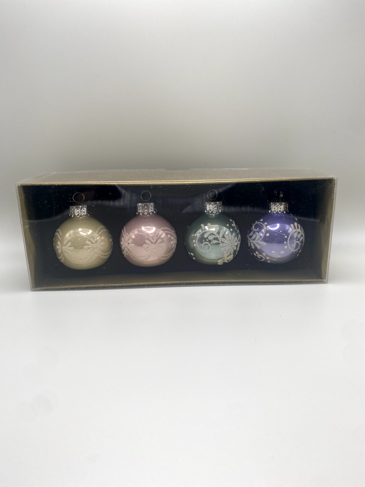 Set of 4 Vintage Celebrate It Colored Glass Ball Ornaments