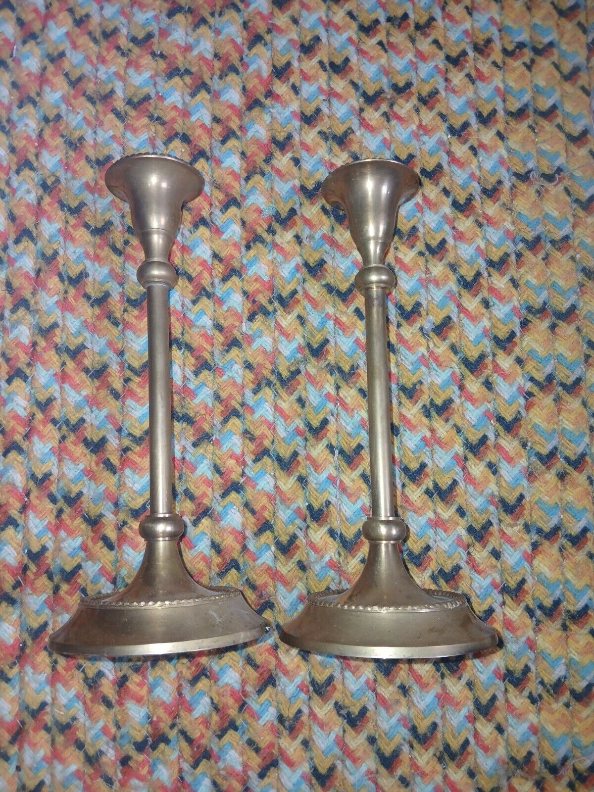 Vintage MCM Set Of 2 Brass Candle Sticks Holders 8 1/4\