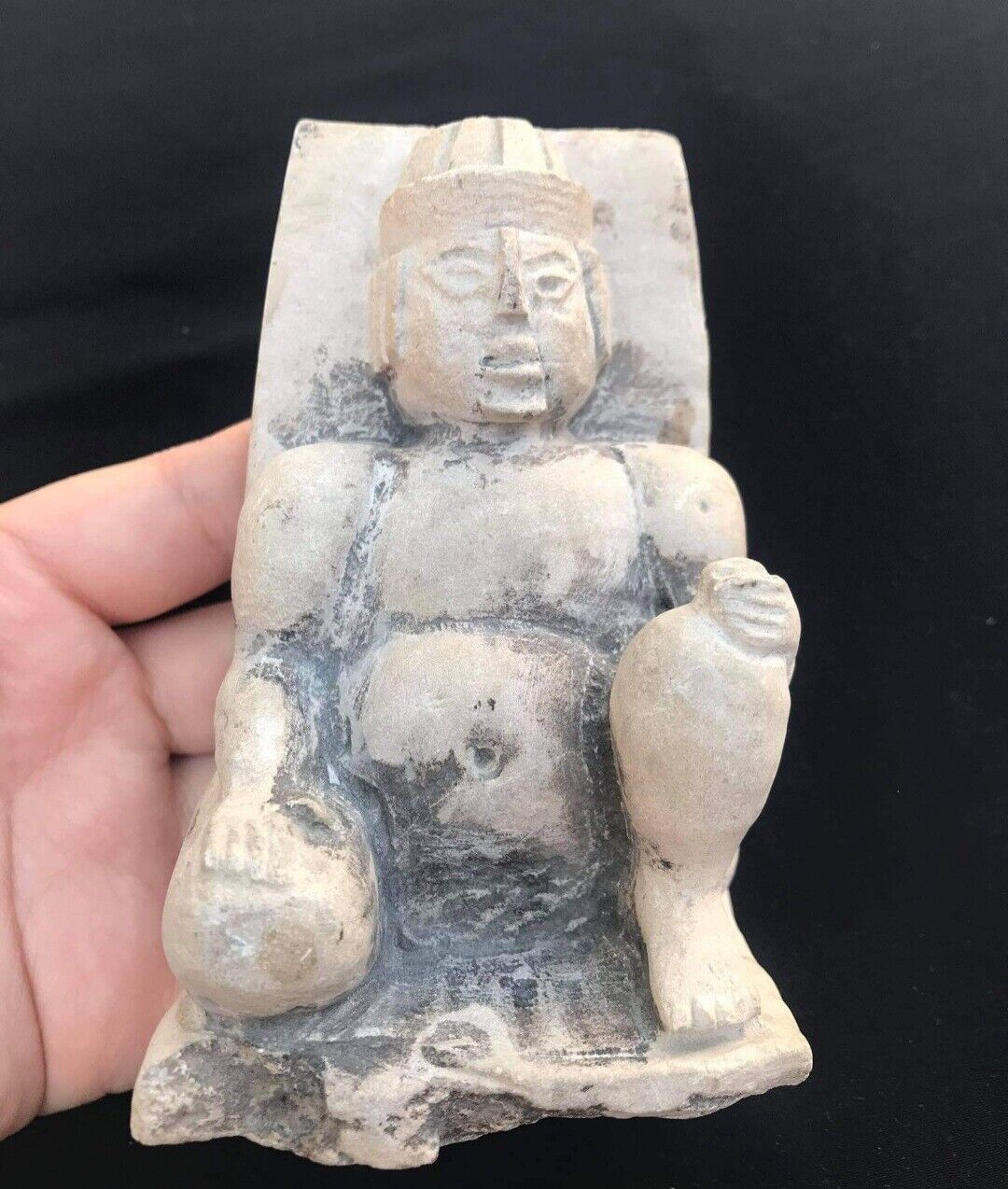 Wonderfull Old Bactrain Ancient Seated Male Figure Northern Afghanistan Statue