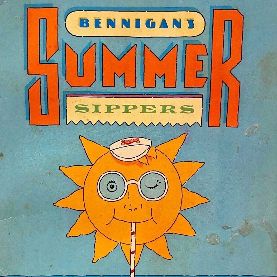 Vintage 1982 Bennigan\'s Restaurant Summer Sippers Drink Cocktail Menu