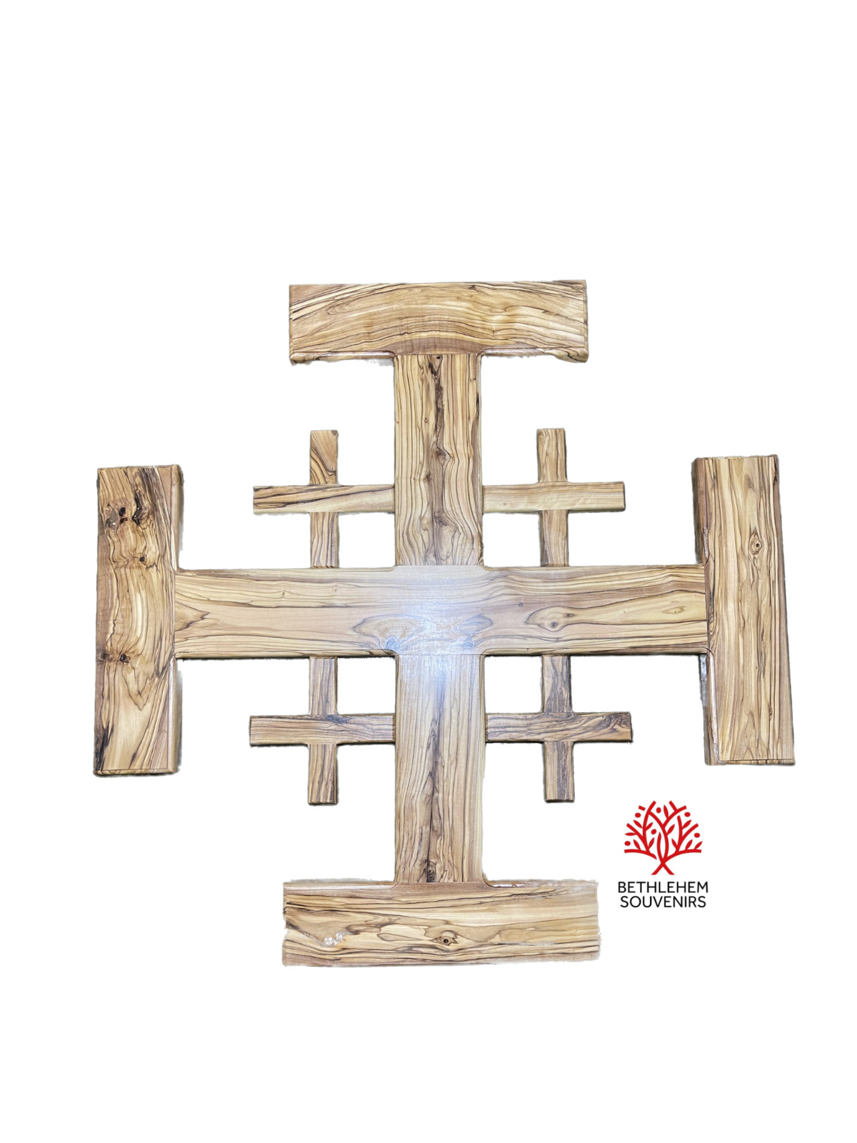 Huge Olive Wood Jerusalem Cross 23.5X23.5 Inch Hand Made Bethlehem Christian Art