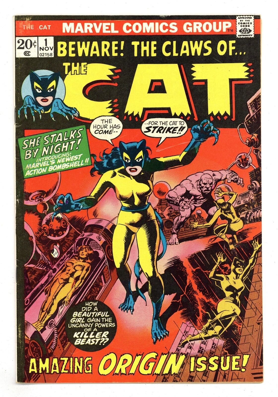 Cat #1 VG+ 4.5 1972 1st app. Greer Grant later Tigra