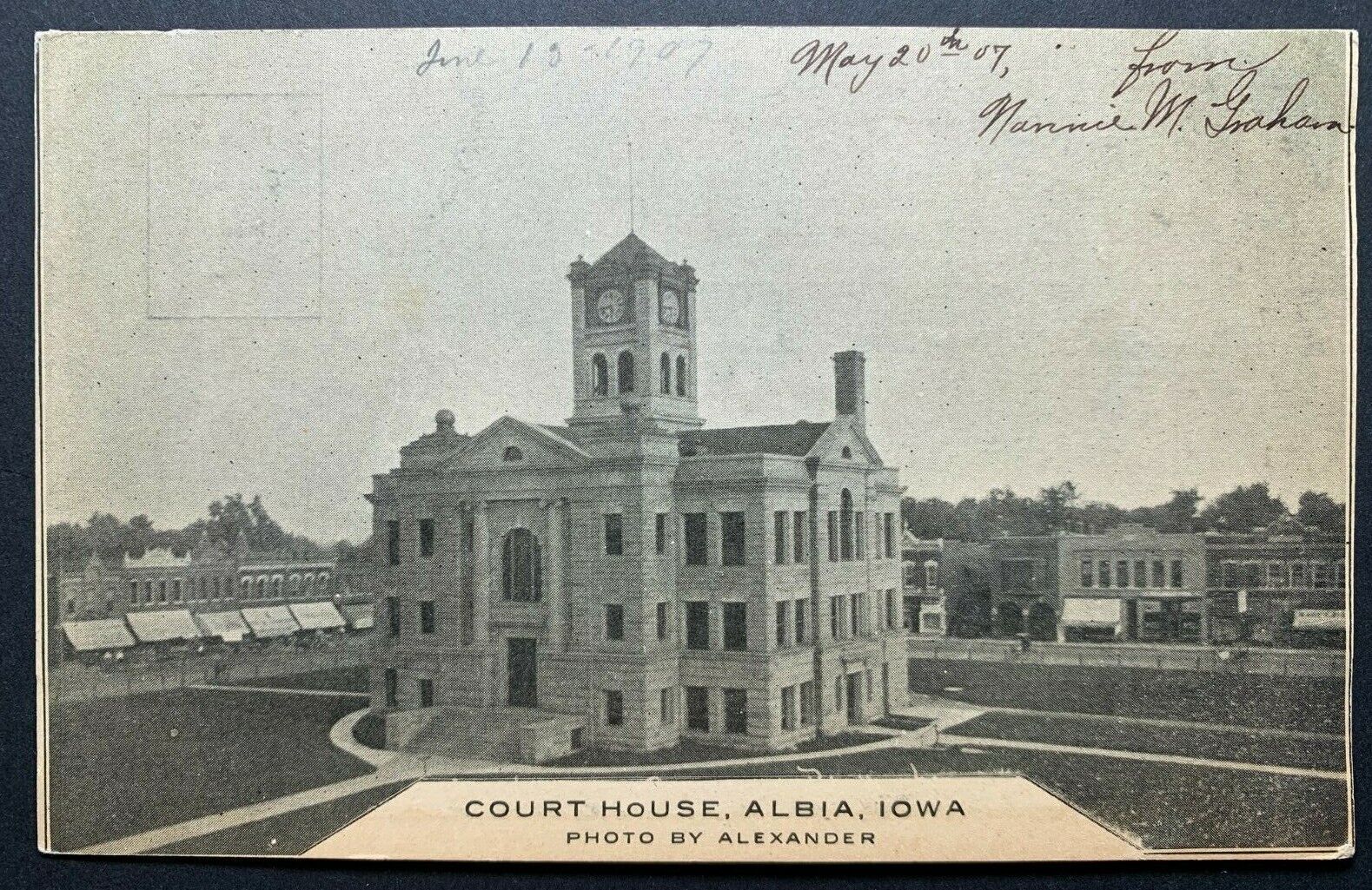 Postcard Albia IA - c1900s Court House Downtown