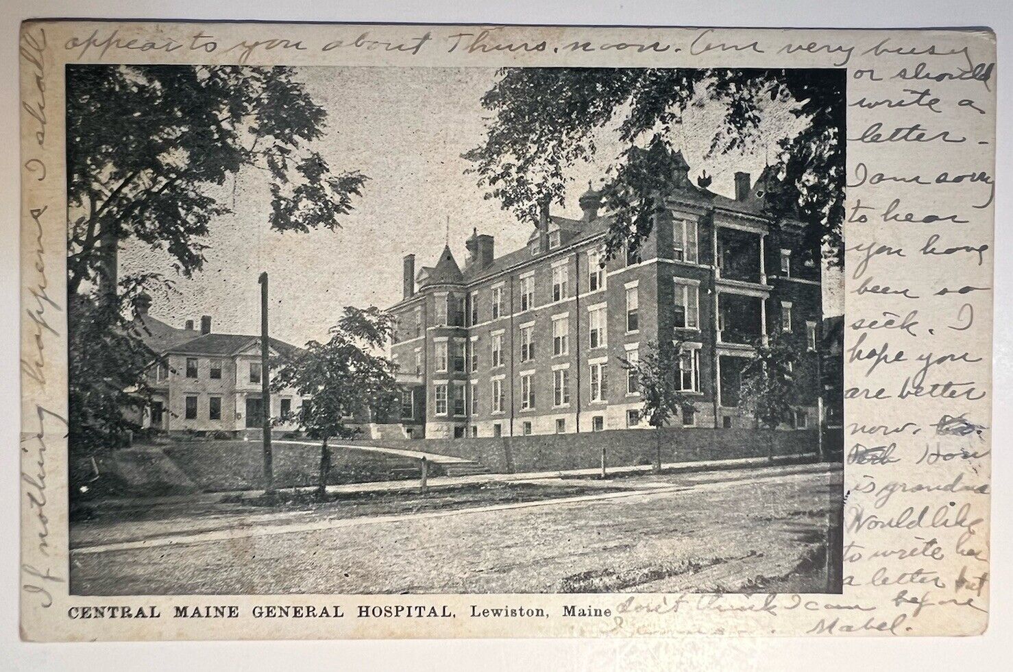 Maine ME Lewiston “Central Maine General Hospital” Postcard c1906
