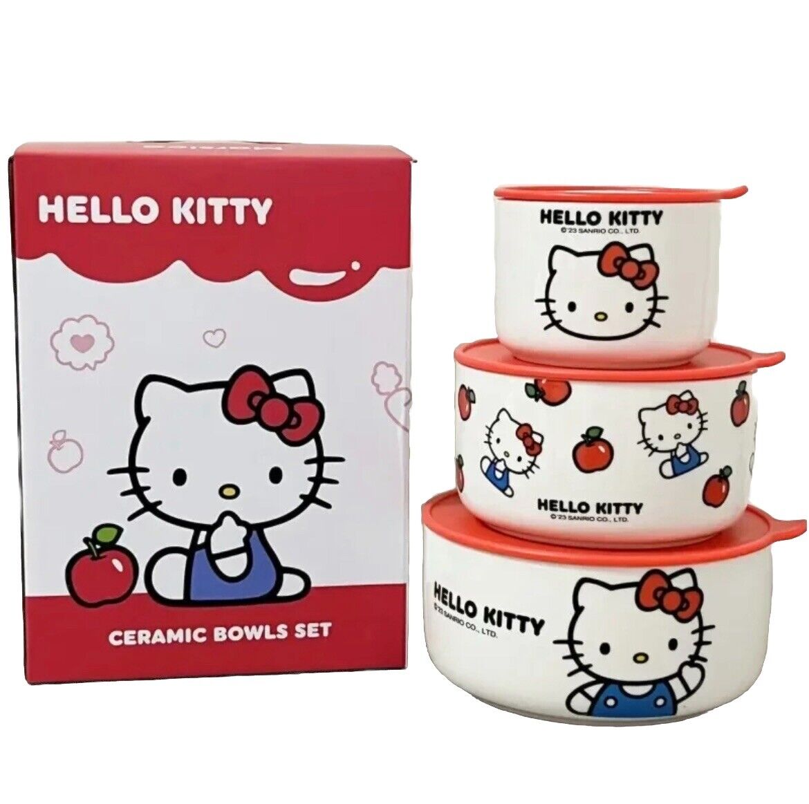 NEW 3 PCS/  High Quality Hello Kitty Anime Ceramic Sealable Household Containers