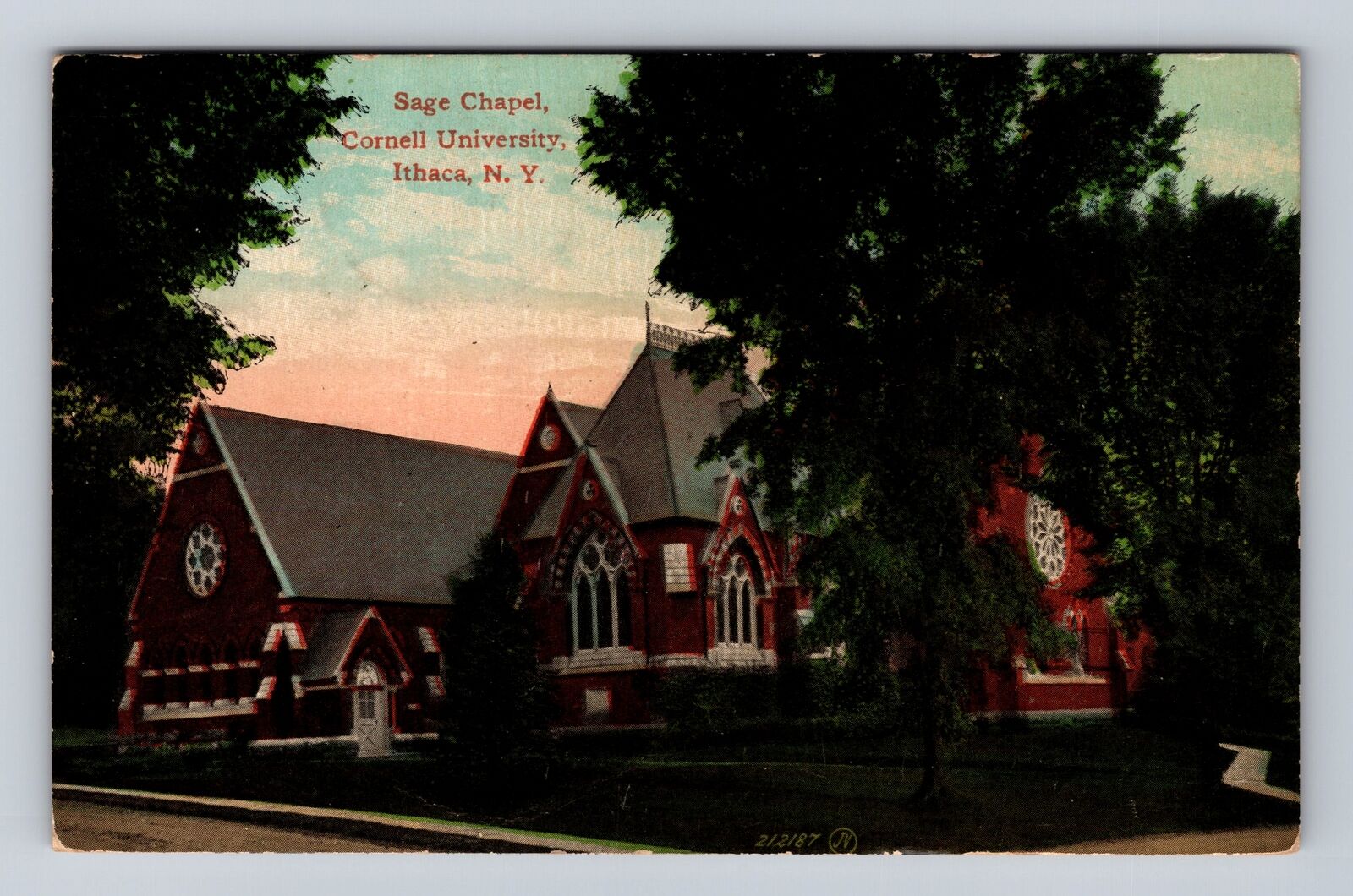 Ithaca NY- New York, Sage Chapel, Cornell University, Vintage c1911 Postcard