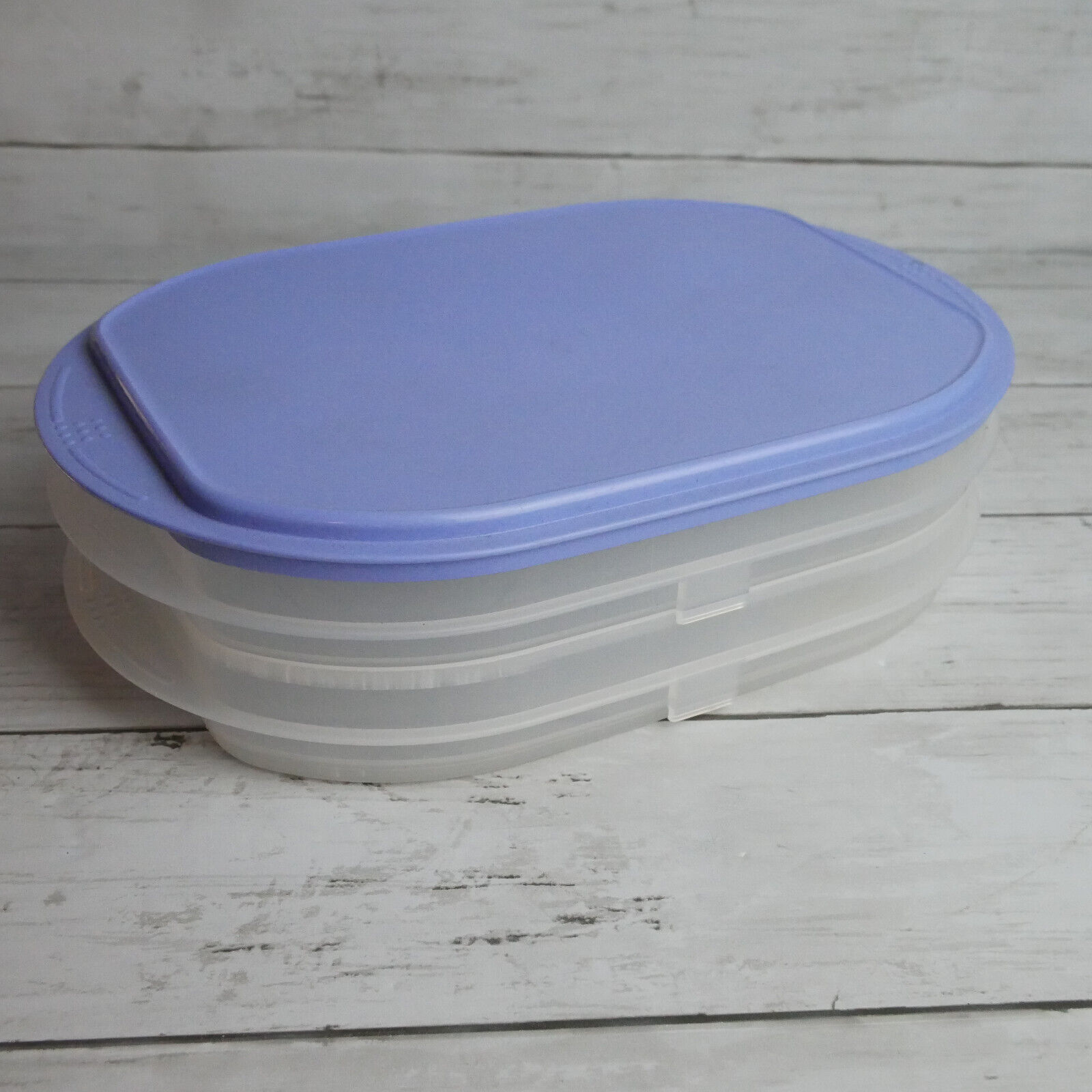 Tupperware Fridge Stackables Deli Keepers Oval 2 Containers w 1 lid Set Vintage