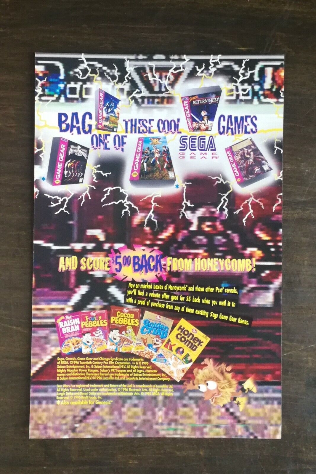 1996 Sega Game Gear Post Cereal Fruity Cocoa Pebbles Honey-Comb Full Page Ad