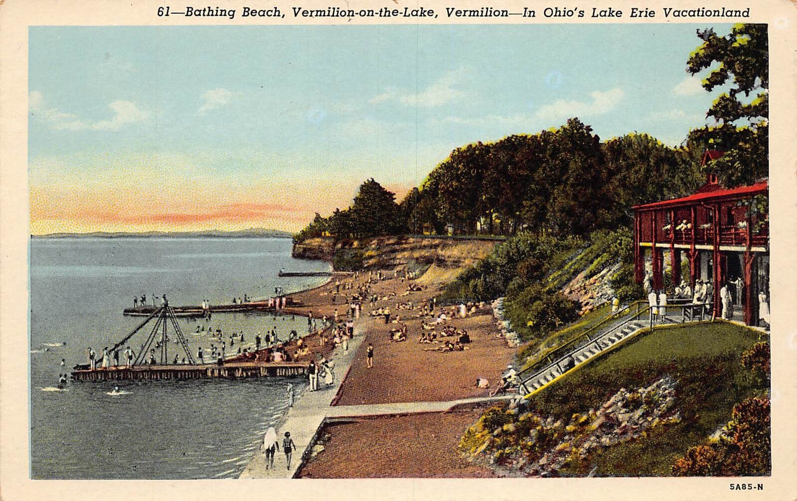 J73/ Vermilion Ohio Postcard c1910 Bathing Beach Pavilion 141