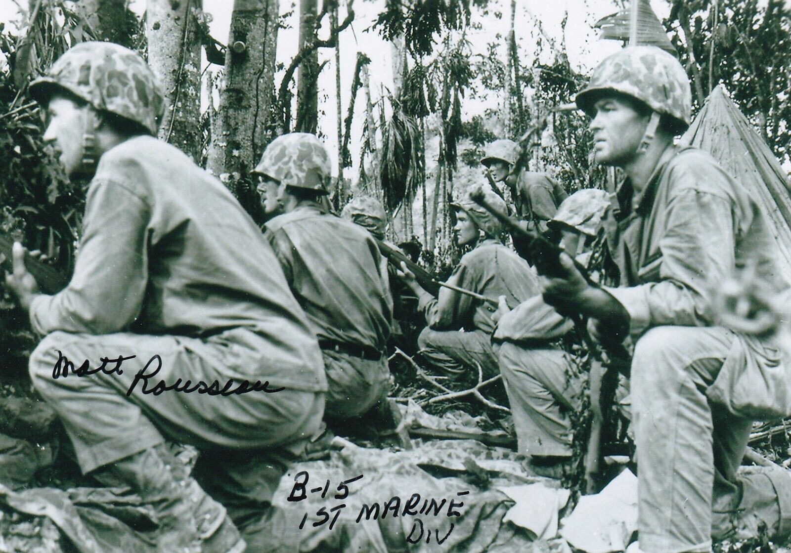 HBO The Pacific M.Rousseau WWII Guadalcanal SIGNED 4x6 w/ John Basilone in B-1-5