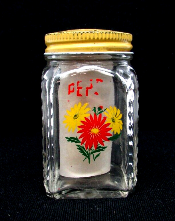 Vintage Tipp City Red & Yellow Floral Pepper Shaker NOS No. 4 (PH)