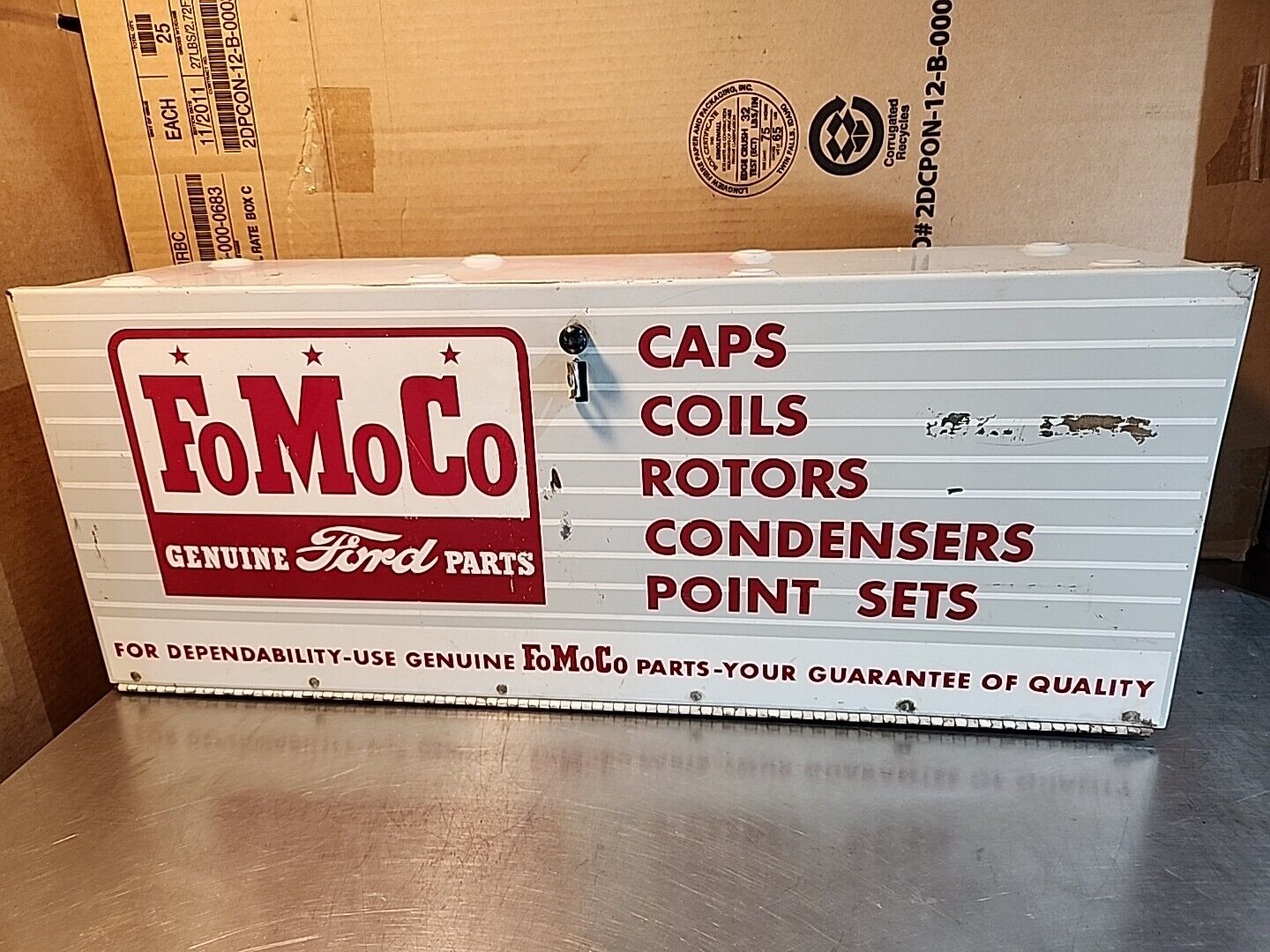 Fomoco Metal Parts Cabinet Vintage Genuine Ford Garage Shop Service Station